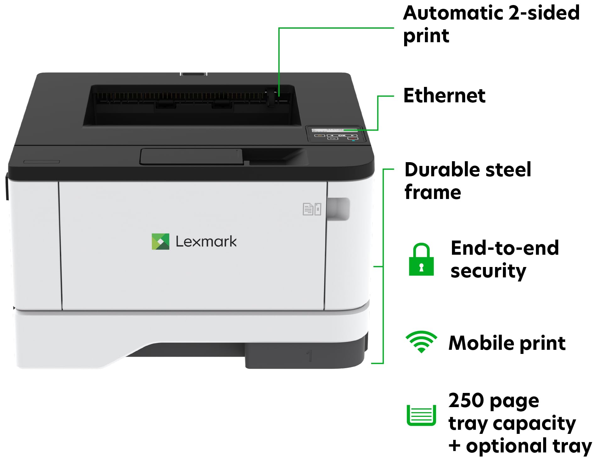 Foto 7 pulgar | Impresora Lexmark Ms331dn Laser Ethernet En Blanco Y Negro - Venta Internacional.
