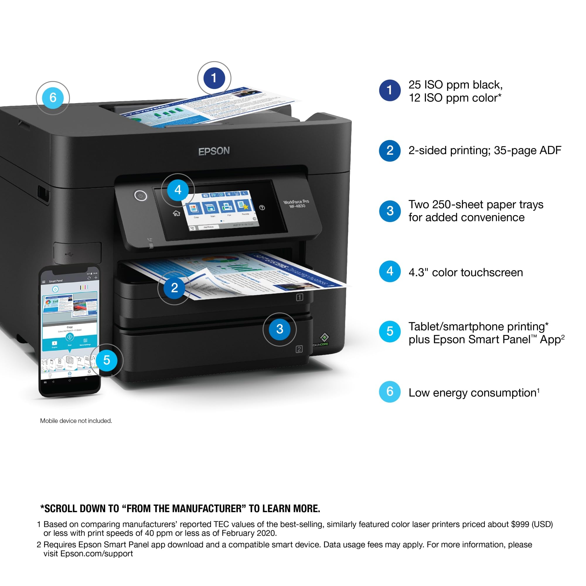 Foto 5 pulgar | Impresora Epson Workforce Pro Wf-4830 Inalámbrica Multifunción - Venta Internacional.