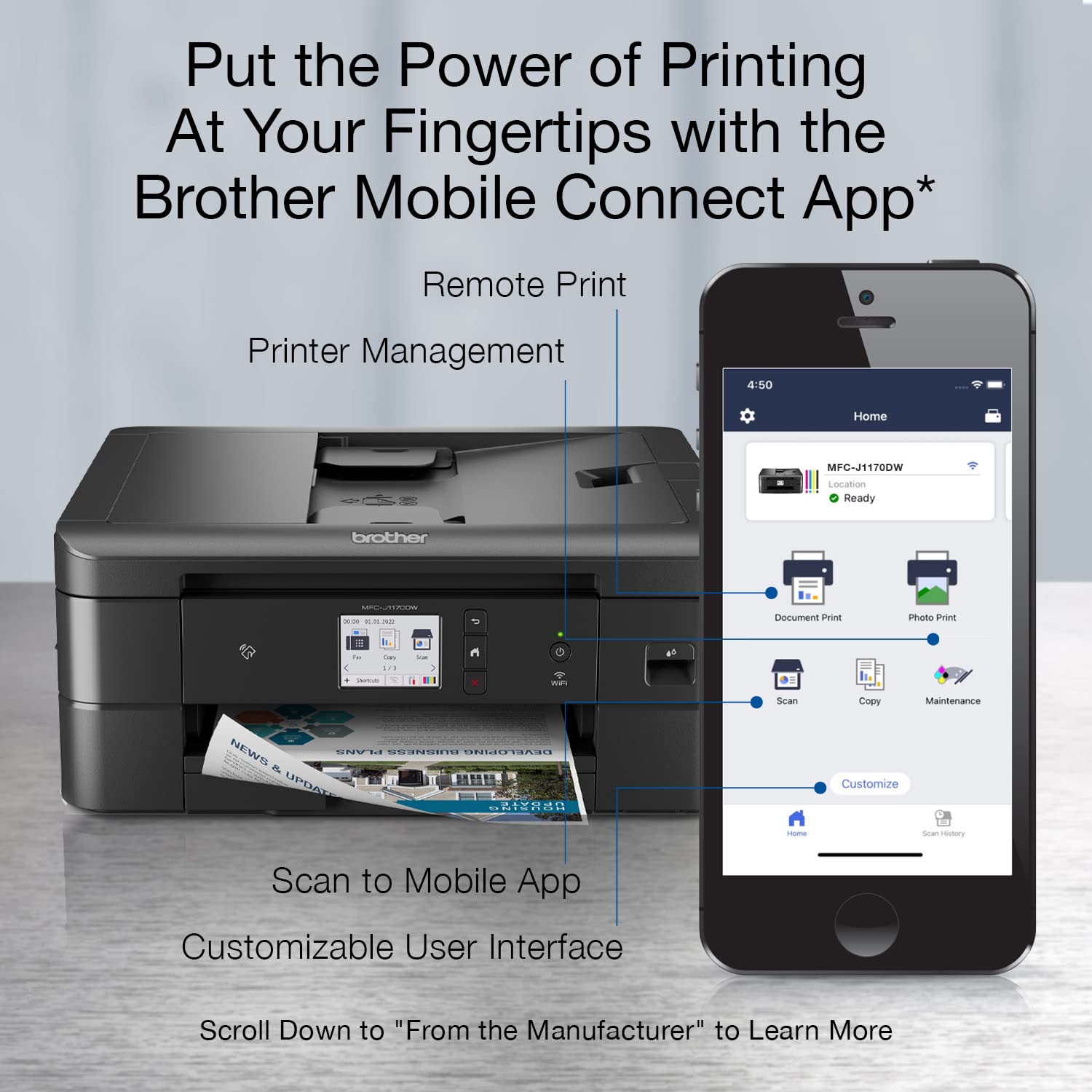 Foto 5 pulgar | Impresora Multifunción Inalámbrica Brother Mfc-j1170dw De Inyección De Tinta En Color - Venta Internacional.