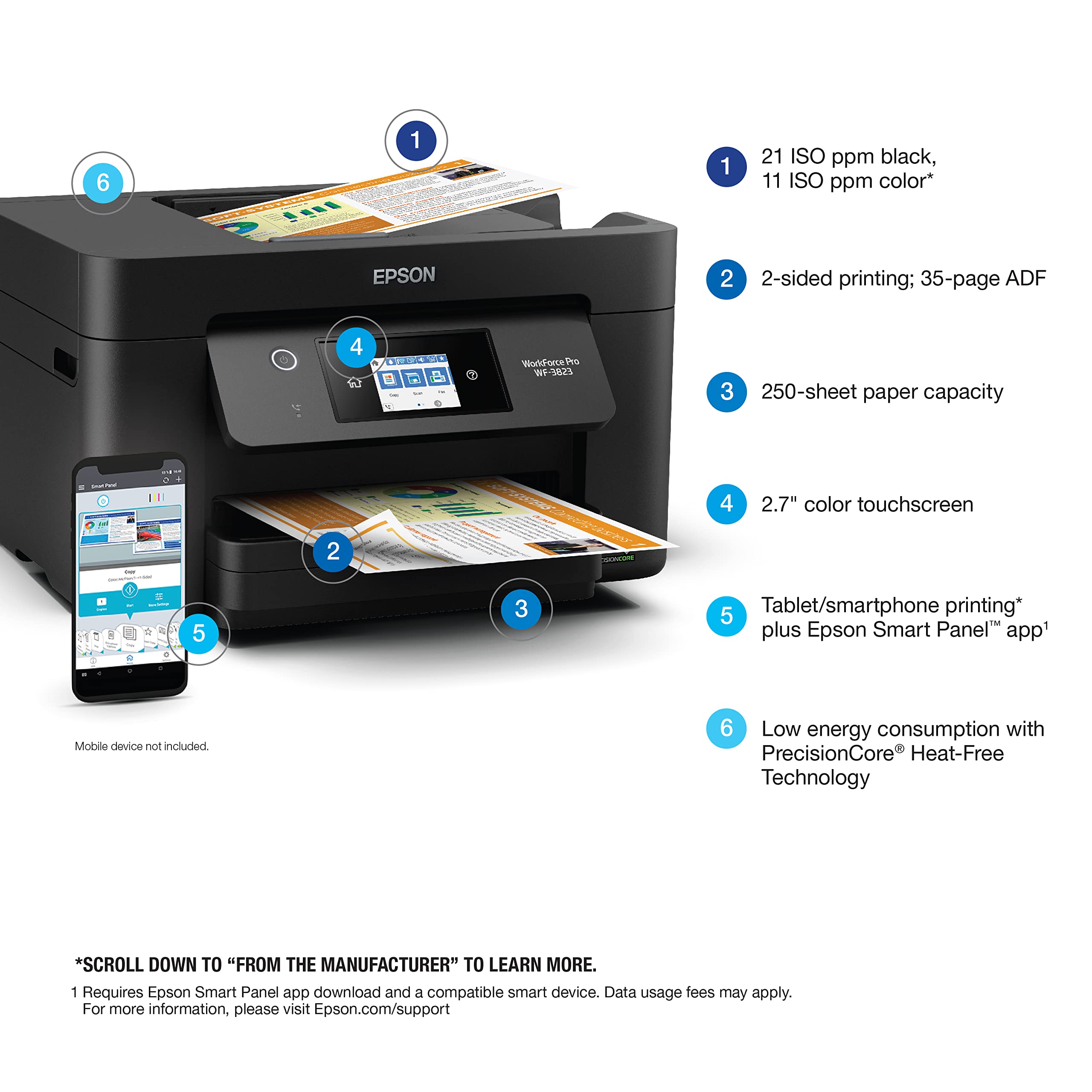 Foto 5 pulgar | Impresora Epson Workforce Pro Wf-3823 Inalámbrica Multifunción - Venta Internacional.