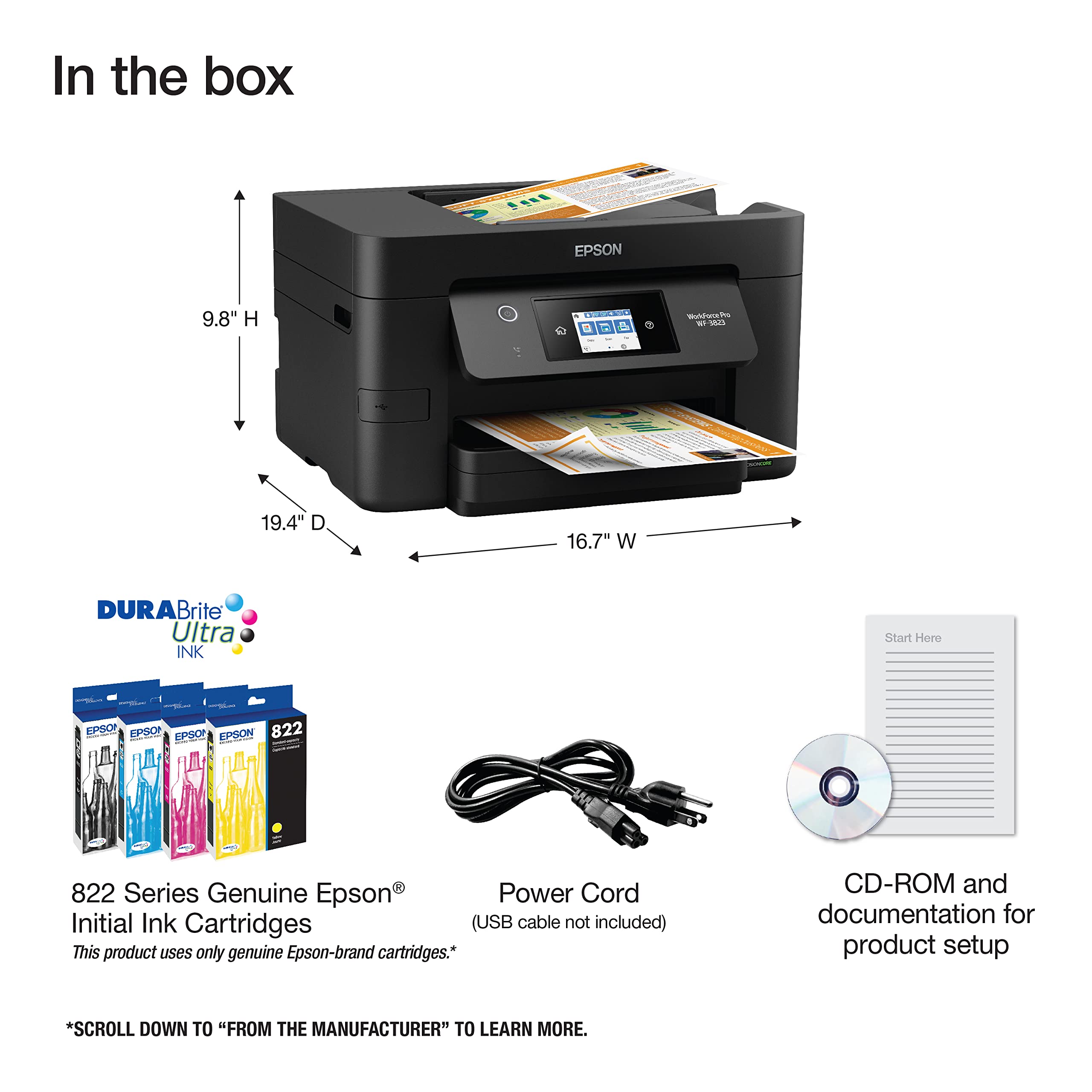 Foto 5 | Impresora Epson Workforce Pro Wf-3823 Inalámbrica Multifunción - Venta Internacional.