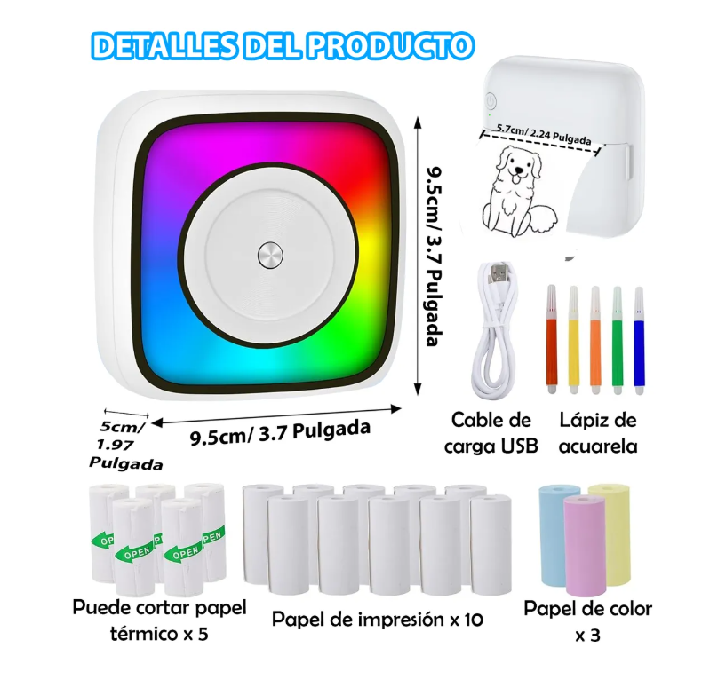 Foto 2 | Mini Impresora Térmica Etiqueta Bluetooth Multifuncionales
