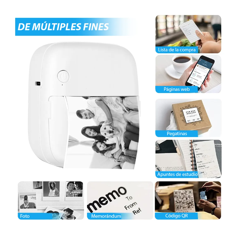 Foto 5 pulgar | Mini Impresora Térmica Etiqueta Bluetooth Multifuncionales