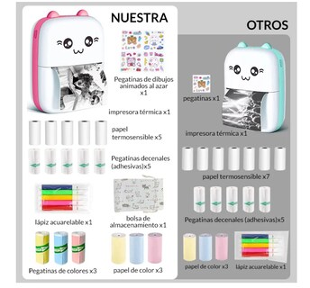 Foto 2 | Mini Impresora Portátil Térmica Para iOS/Android con 16 Rollos de Papel y Conexión Bluetooth