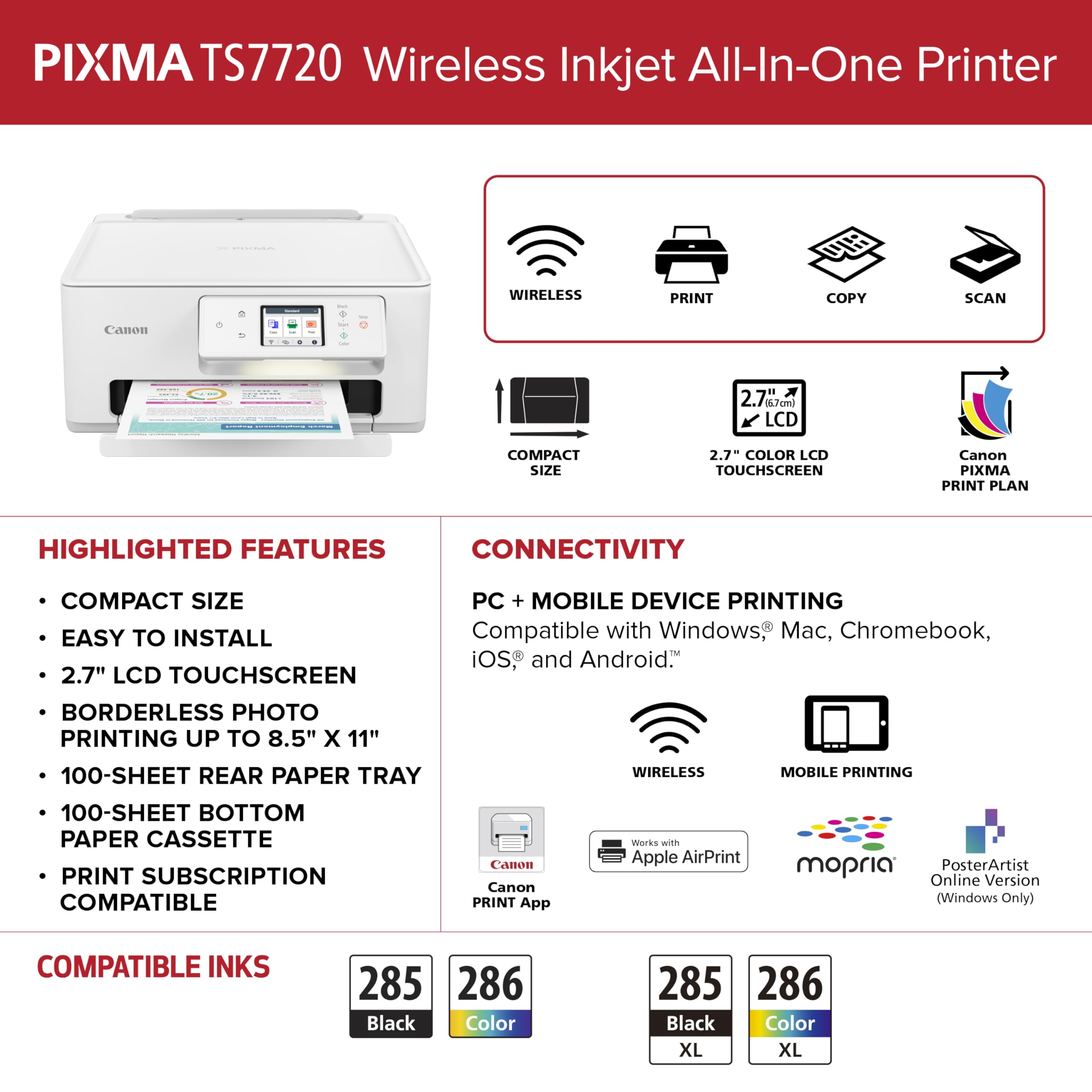 Foto 4 pulgar | Impresora Multifunción Doméstica Inalámbrica Canon Pixma Ts7720 - Venta Internacional.