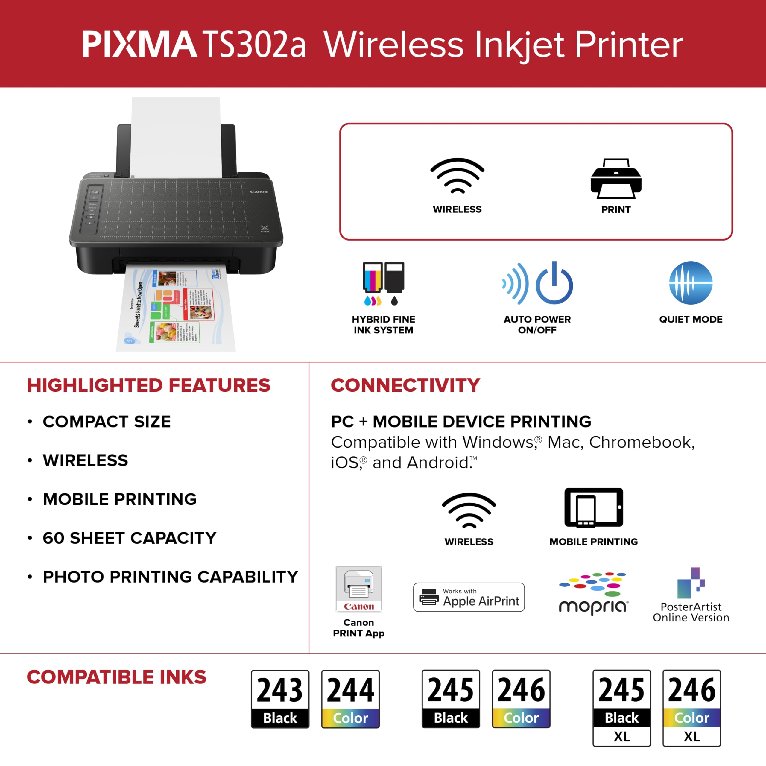 Foto 4 pulgar | Impresora Canon Pixma Ts302a Inalámbrica De Inyección De Tinta Doméstica Con Wifi - Venta Internacional.