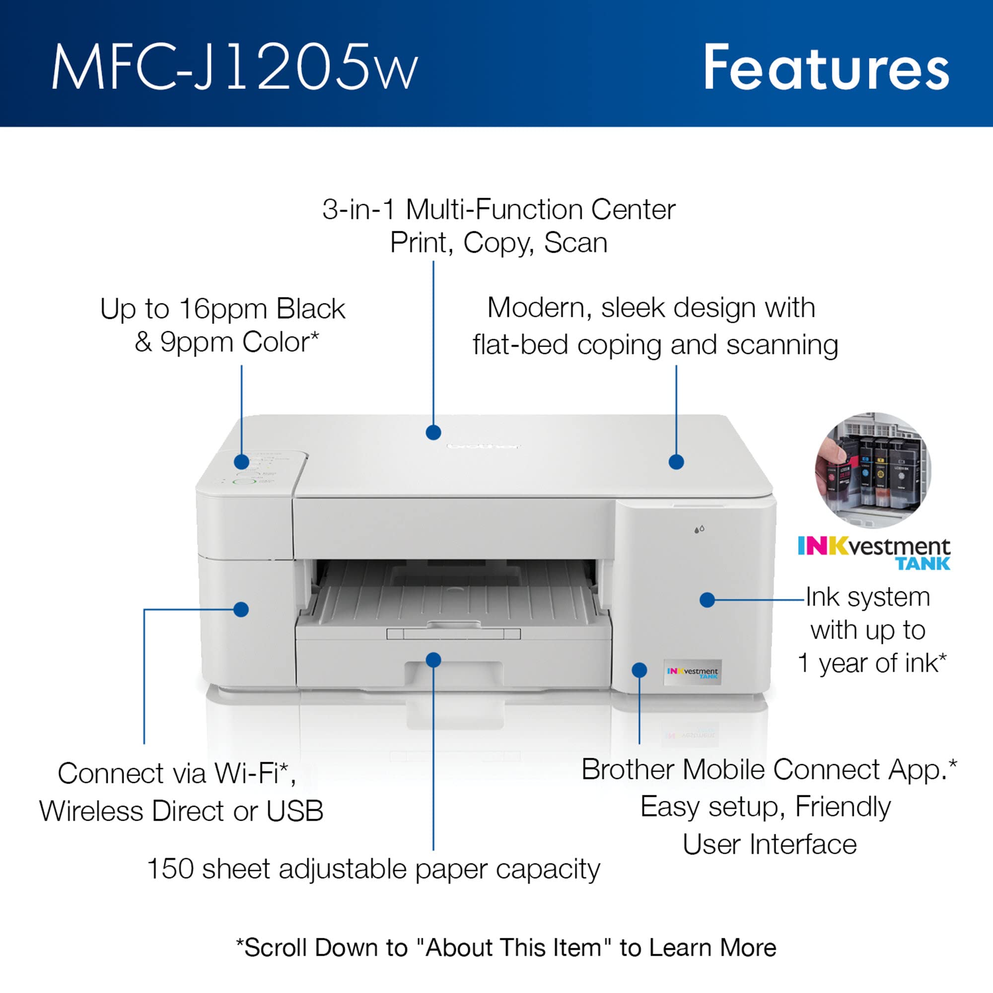 Foto 5 pulgar | Impresora Brother Mfc-j1205w Inkinvestment - Tank Wireless - Venta Internacional.