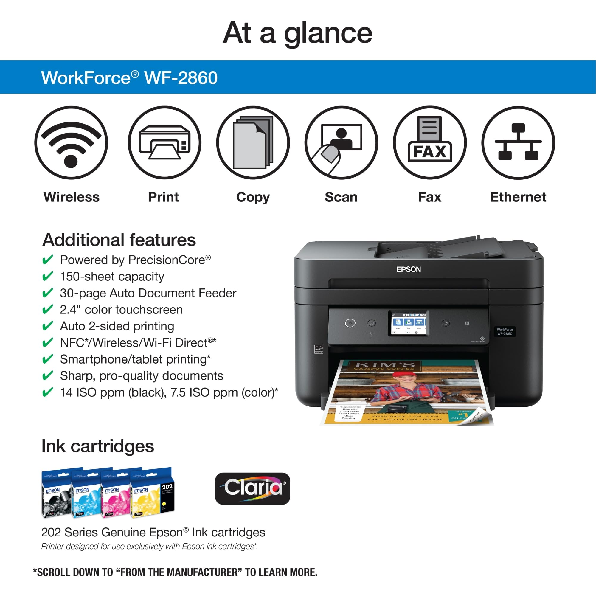 Foto 3 pulgar | Impresora Epson Workforce Wf-2860 Multifunción Inalámbrica En Color - Venta Internacional.