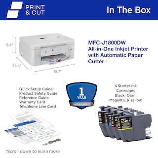 Foto 6 | Impresora De Inyección De Tinta A Color Inalámbrica Brother Mfc-j1800dw Con Cortador - Venta Internacional.