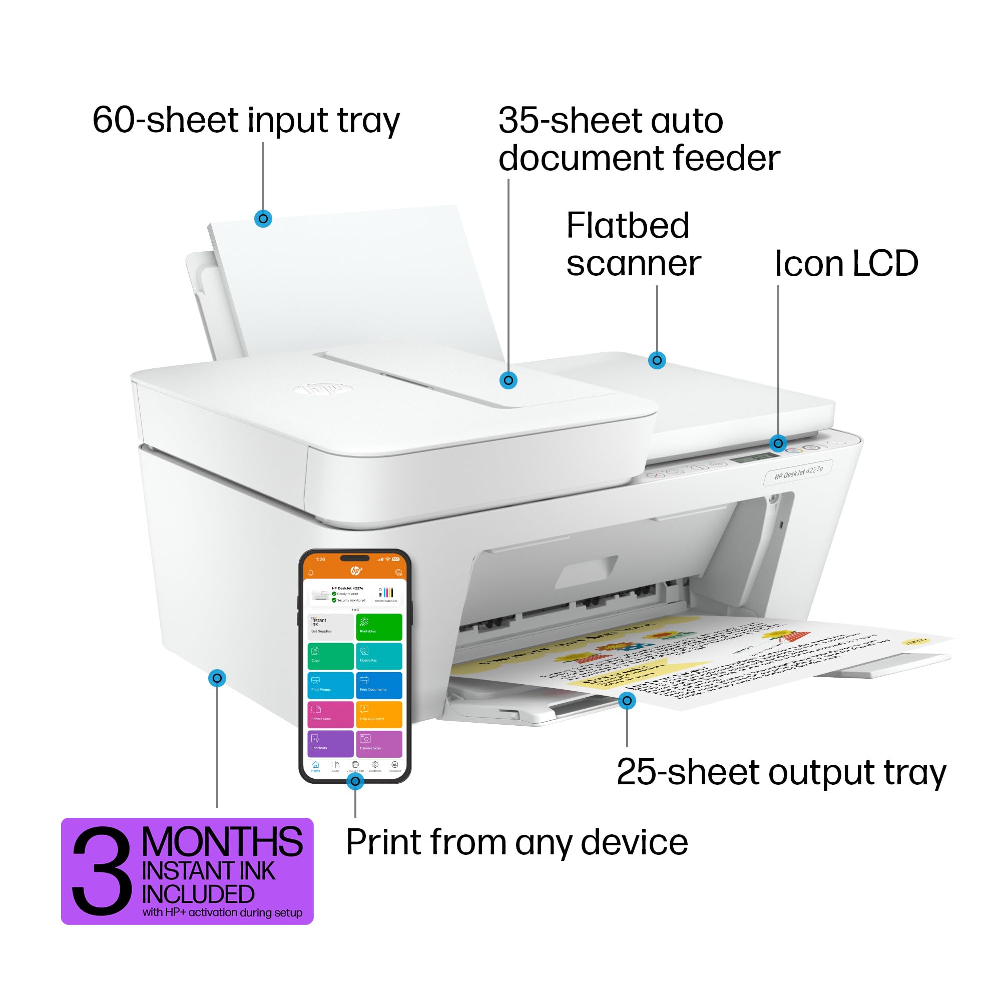 Foto 4 pulgar | Impresora De Inyección De Tinta A Color Multifunción Inalámbrica Hp Deskjet 4227e - Venta Internacional.