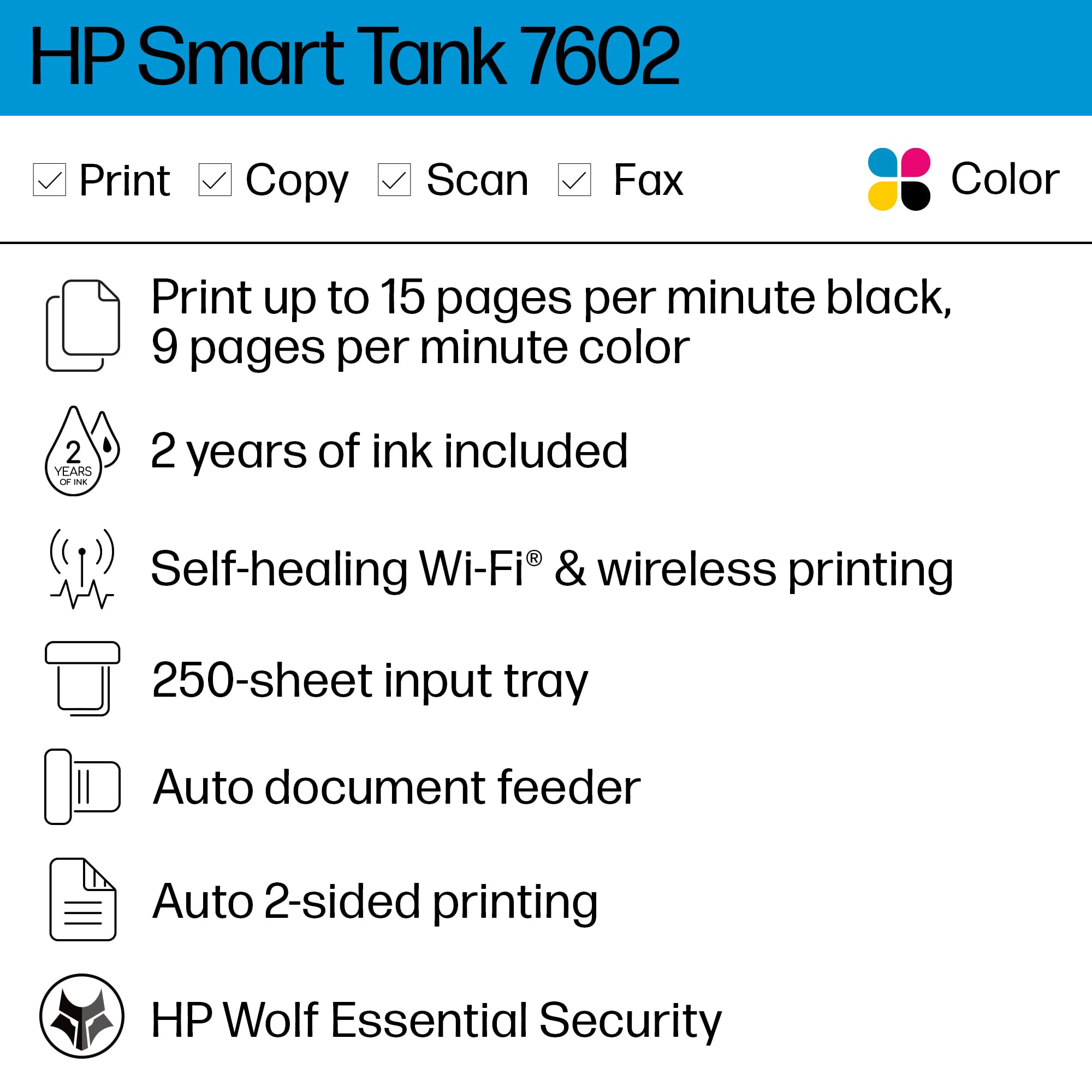Foto 3 pulgar | Impresora Hp Smart Tank 7602 Depósito De Tinta Multifunción Inalámbrico - Venta Internacional.