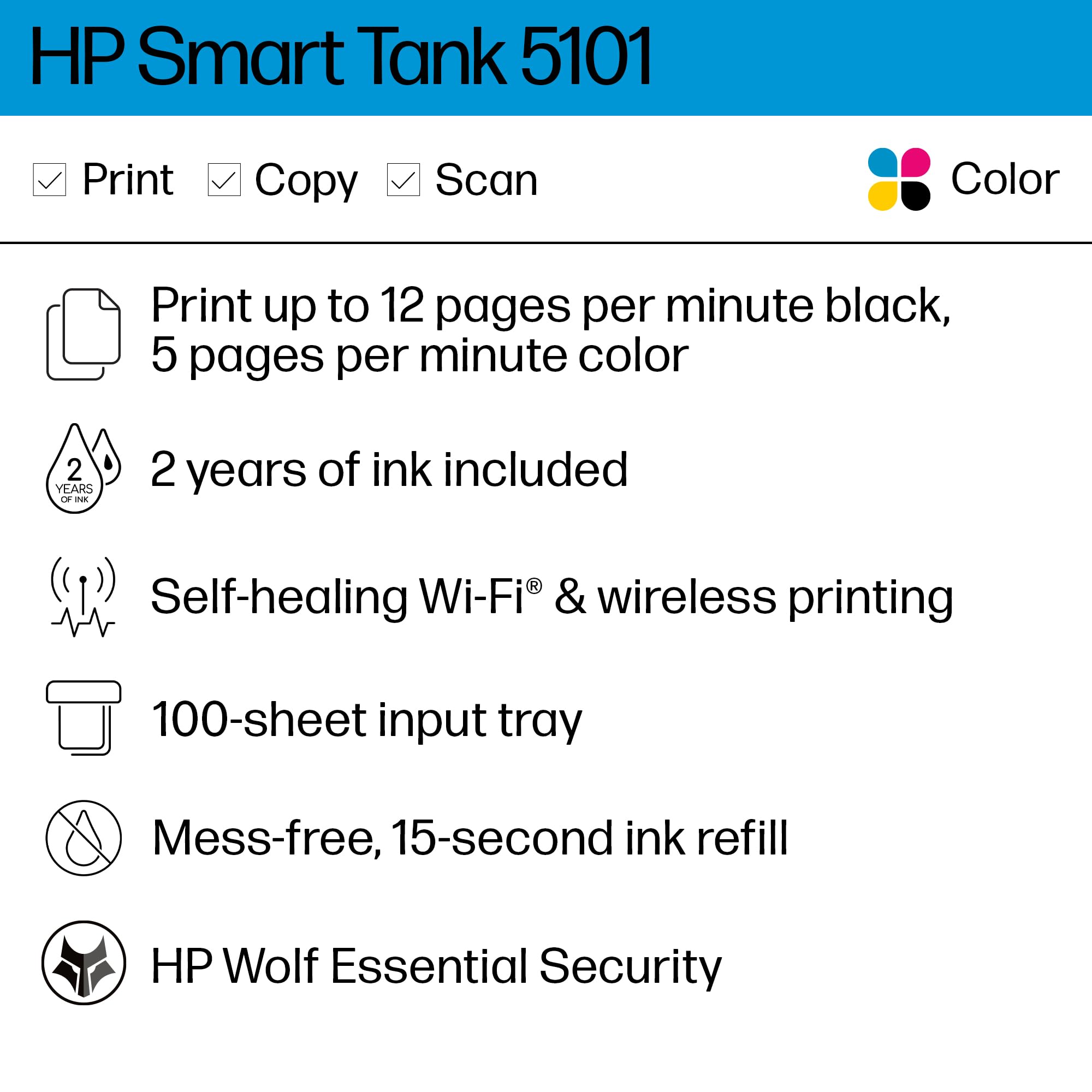 Foto 3 pulgar | Impresora Hp Smart Tank 5101 Depósito De Tinta Multifunción Inalámbrico - Venta Internacional.