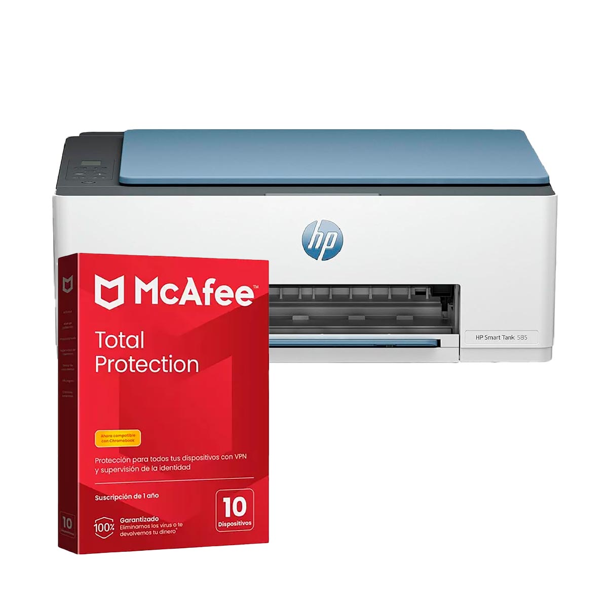Multifuncional Hp Smart Tank 585 + Antivirus Digital Mcafee 10 Dispositivos 1 Año