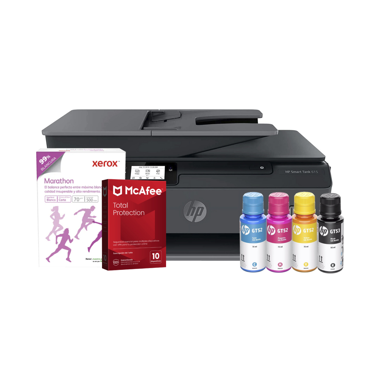 Foto 2 pulgar | Kit Multifuncional Hp 615 + Tintas + Papel + Antivirus