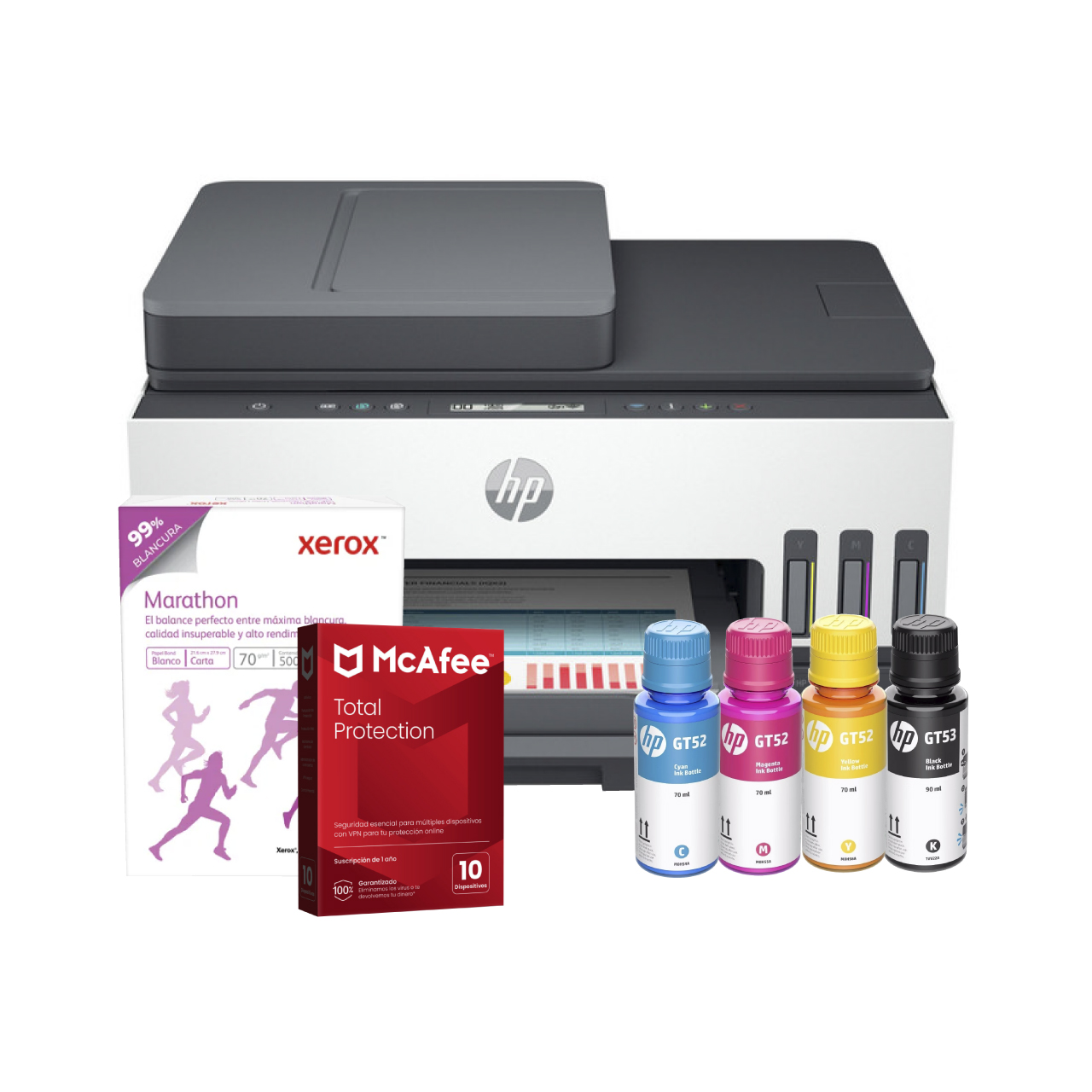 Foto 2 pulgar | Kit Multifuncional Hp 750 + Tintas + Papel + Antivirus