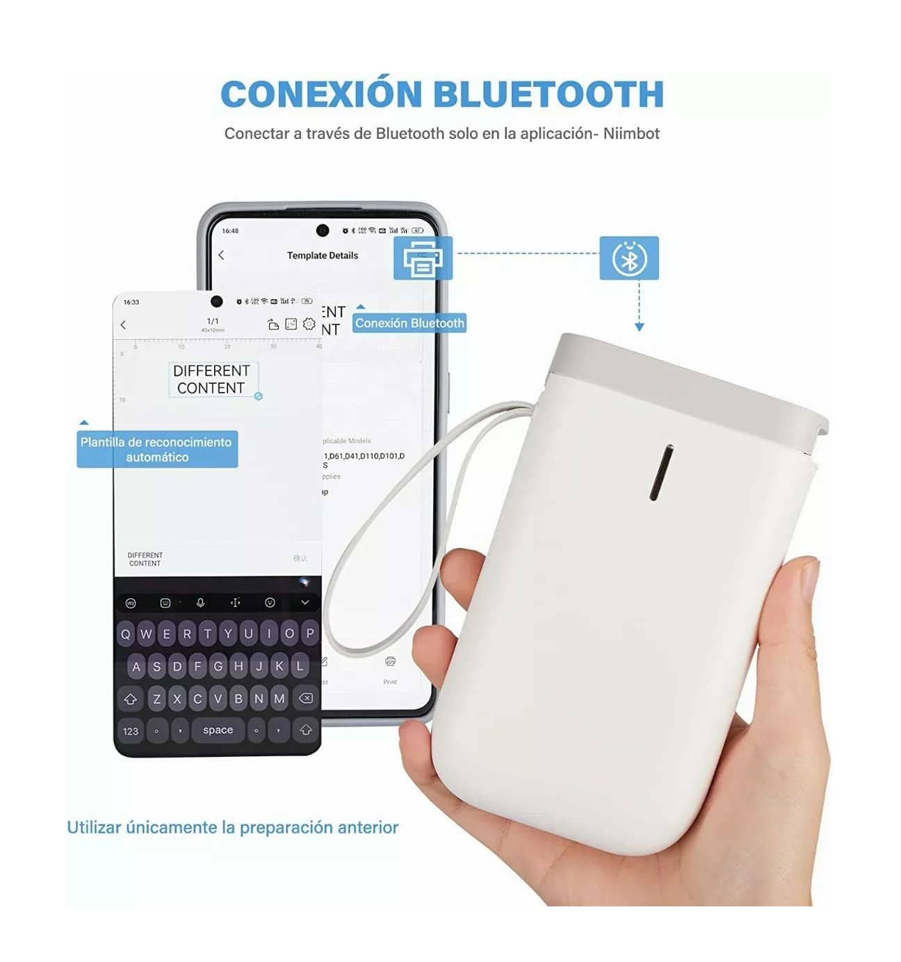 Foto 3 pulgar | Mini Impresora de Etiquetas Bluetooth Inalámbrica BELUG color Blanco