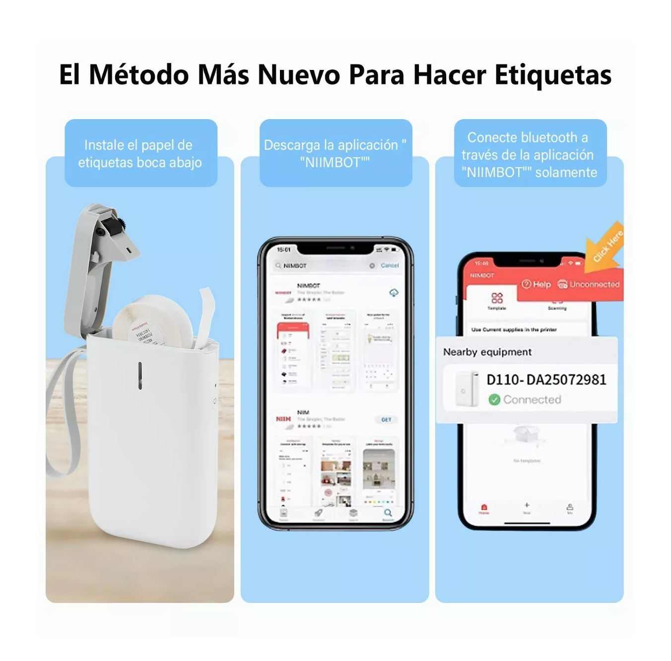 Foto 5 pulgar | Mini Impresora de Etiquetas Bluetooth Inalámbrica BELUG color Blanco