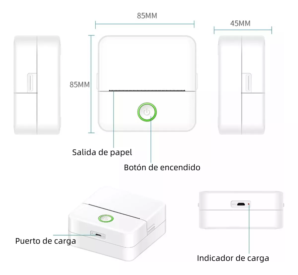 Foto 3 pulgar | Mini Impresora Térmica Inalámbrica Multifunción Eo Safe Imports Esi-18613  Blanco