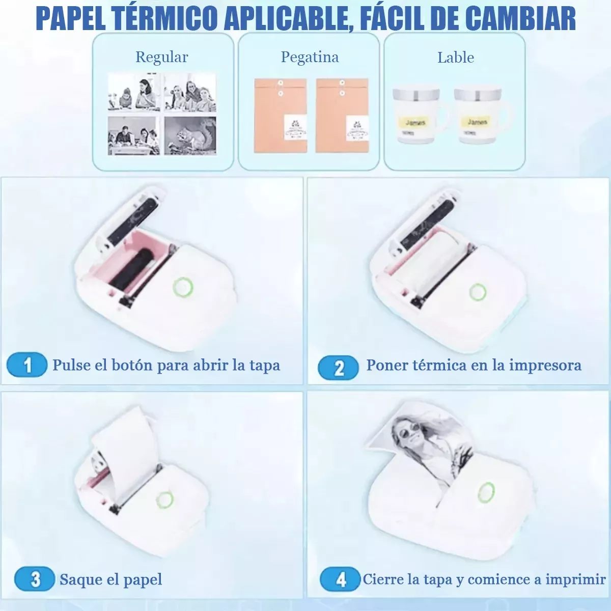 Foto 4 pulgar | Mini Impresora Térmica Inalámbrica Multifunción Eo Safe Imports Esi-18613  Blanco