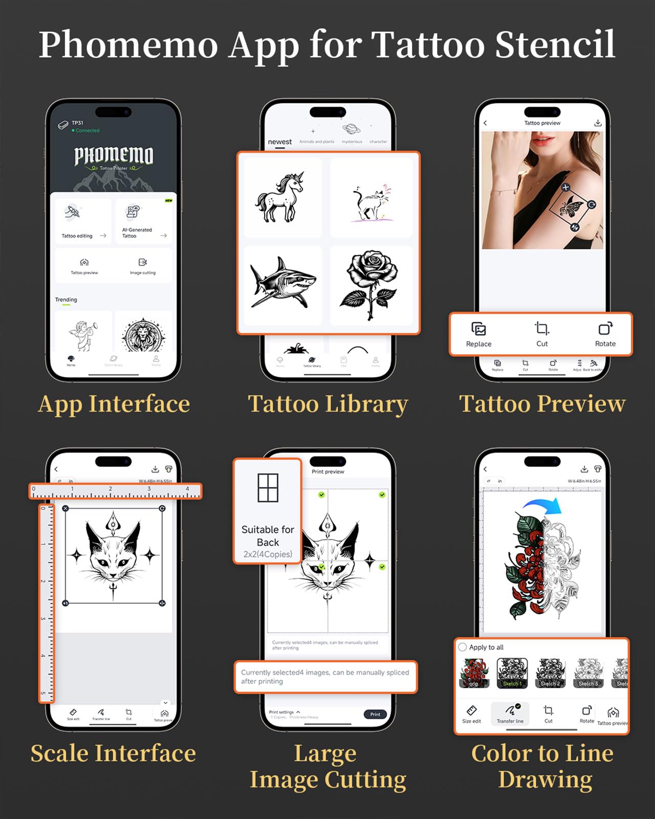 Foto 6 pulgar | Impresora Inalámbrica De Plantillas De Tatuajes Phomemo Tp31 Con Papel De Transferencia 30 - Venta Internacional.
