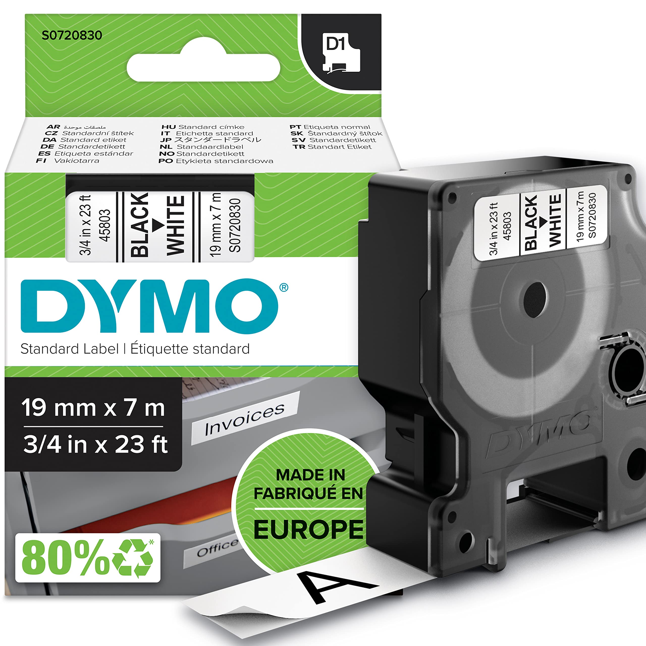 Foto 2 pulgar | Etiqueta Dymo 45803 D1, Autoadhesiva Estándar, 19 Mm X 7 M - Venta Internacional.