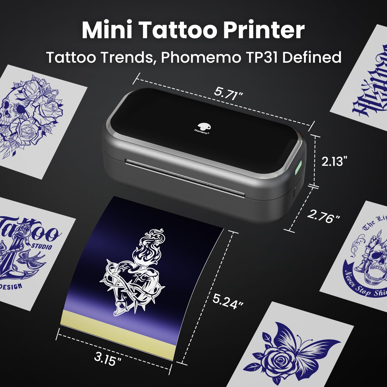 Foto 7 | Impresora De Plantillas De Tatuajes Phomemo Tp31 Con Papel De Transferencia 30 - Venta Internacional.