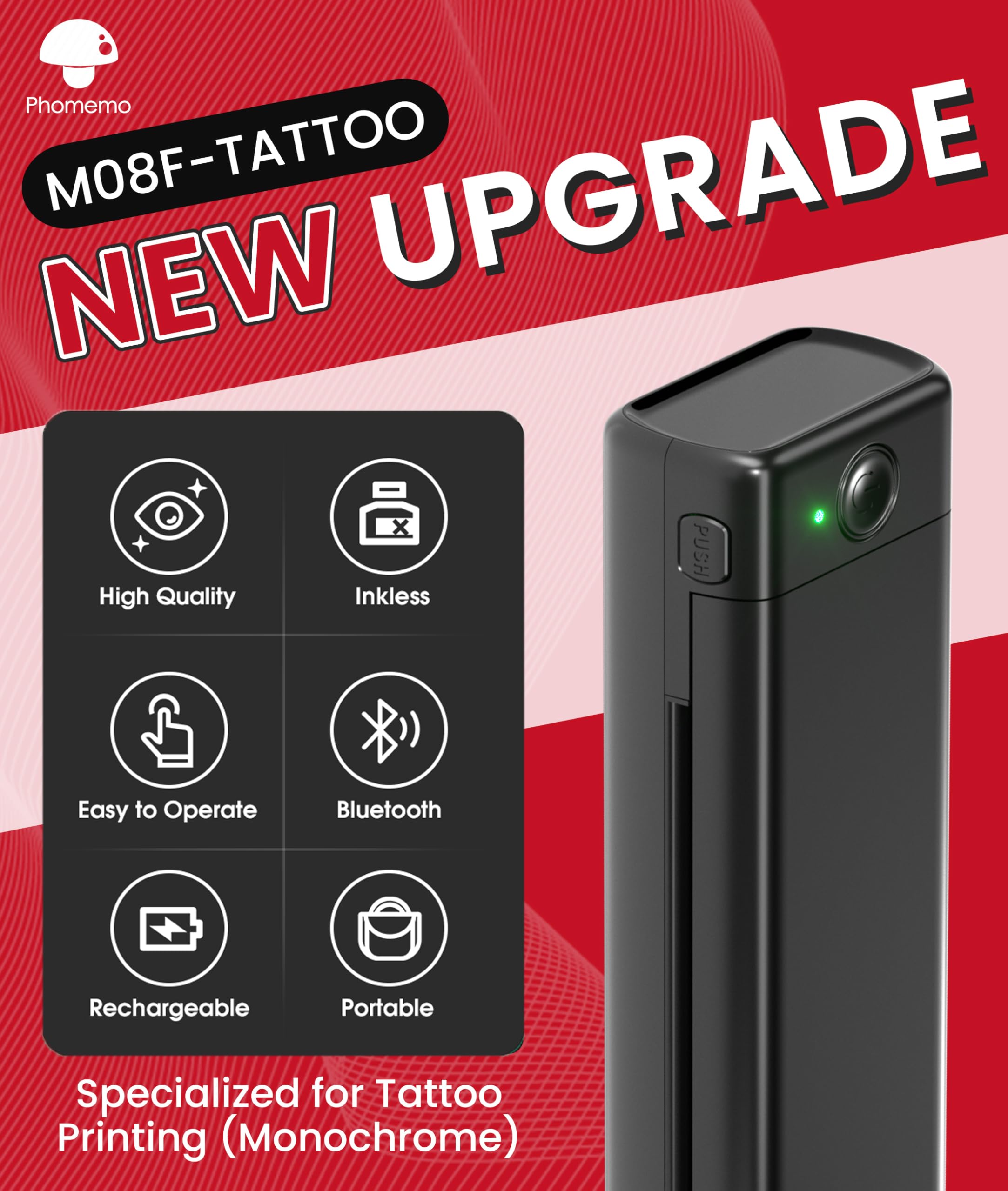 Foto 2 | Impresora De Plantillas De Tatuajes Phomemo M08f Inalámbrica Térmica Negra - Venta Internacional.