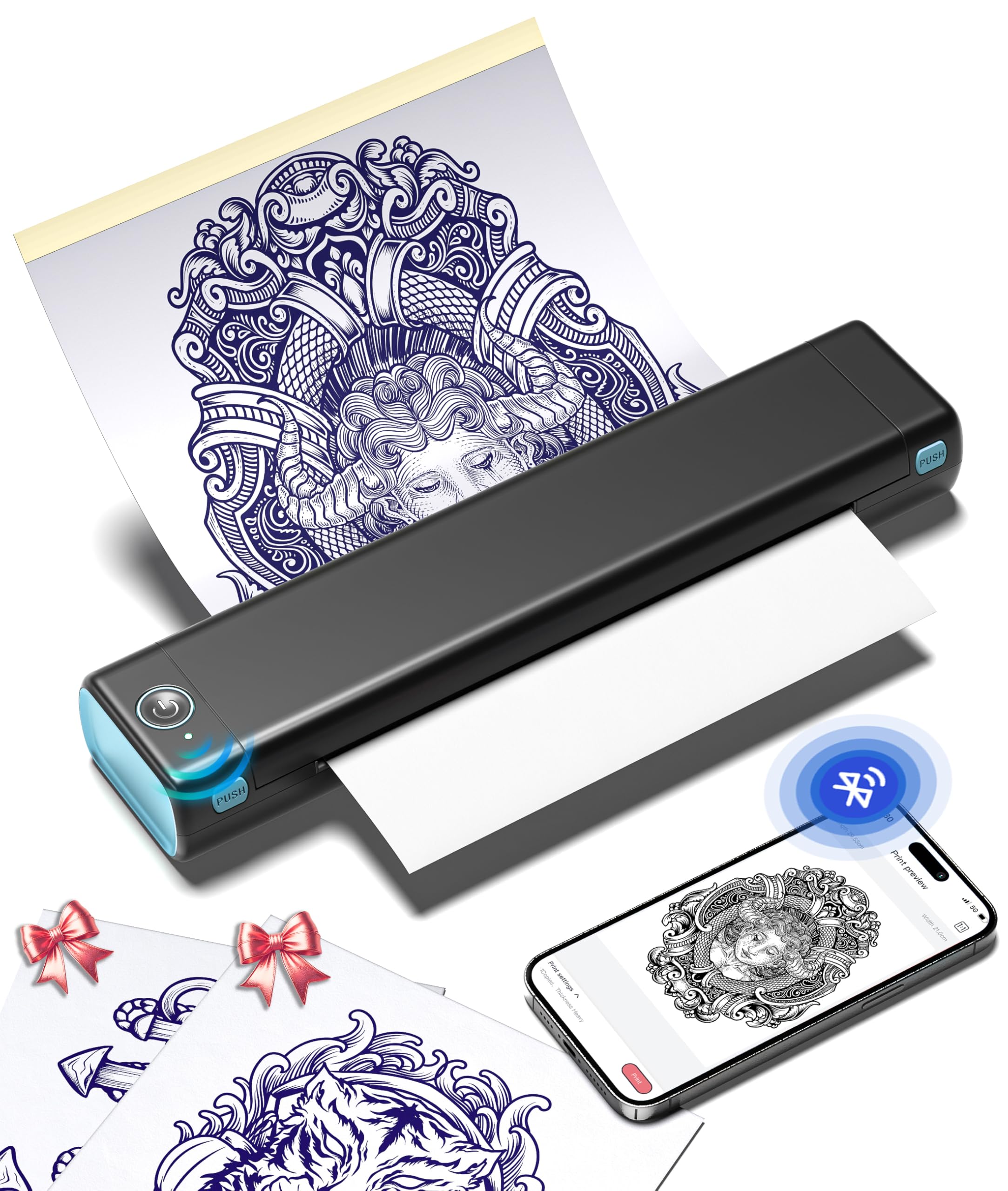 Foto 1 | Impresora De Plantillas De Tatuajes Phomemo M08f Inalámbrica Térmica Negro/azul - Venta Internacional.
