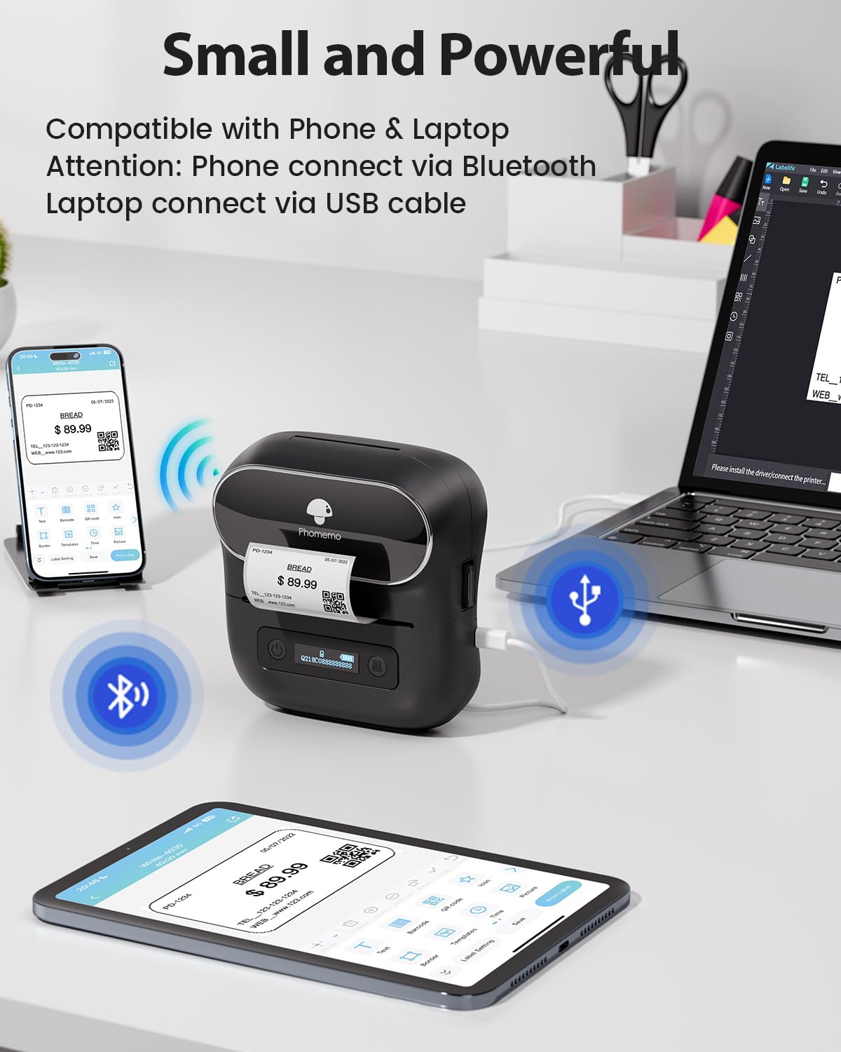 Foto 3 pulgar | Rotuladora Phomemo M220 Bluetooth Térmica Con 3 Etiquetas - Venta Internacional.