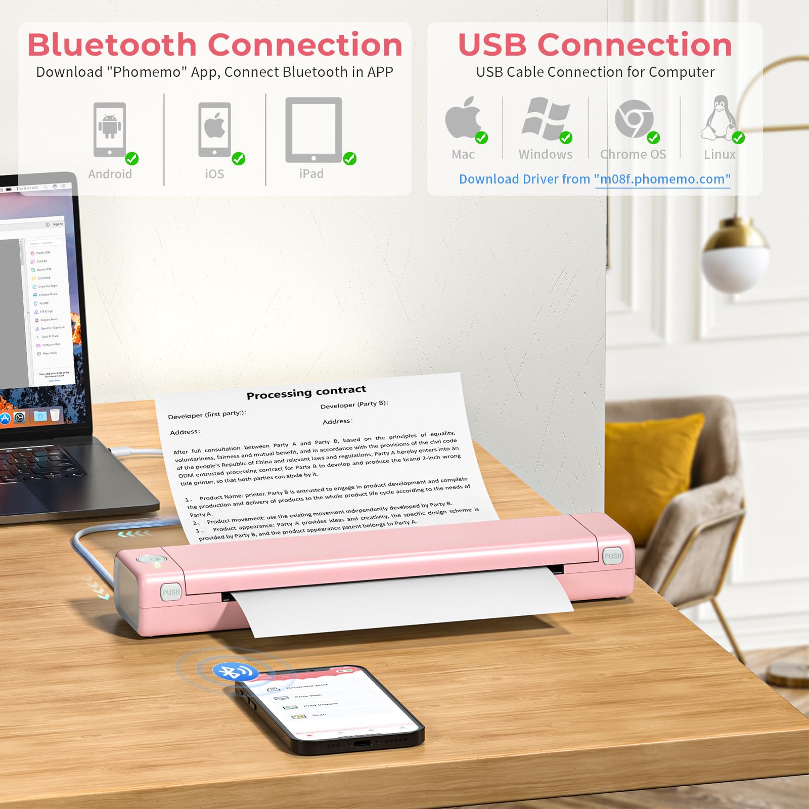 Foto 3 pulgar | Impresora Portátil Phomemo M08f Inalámbrica Bluetooth Térmica - Venta Internacional.