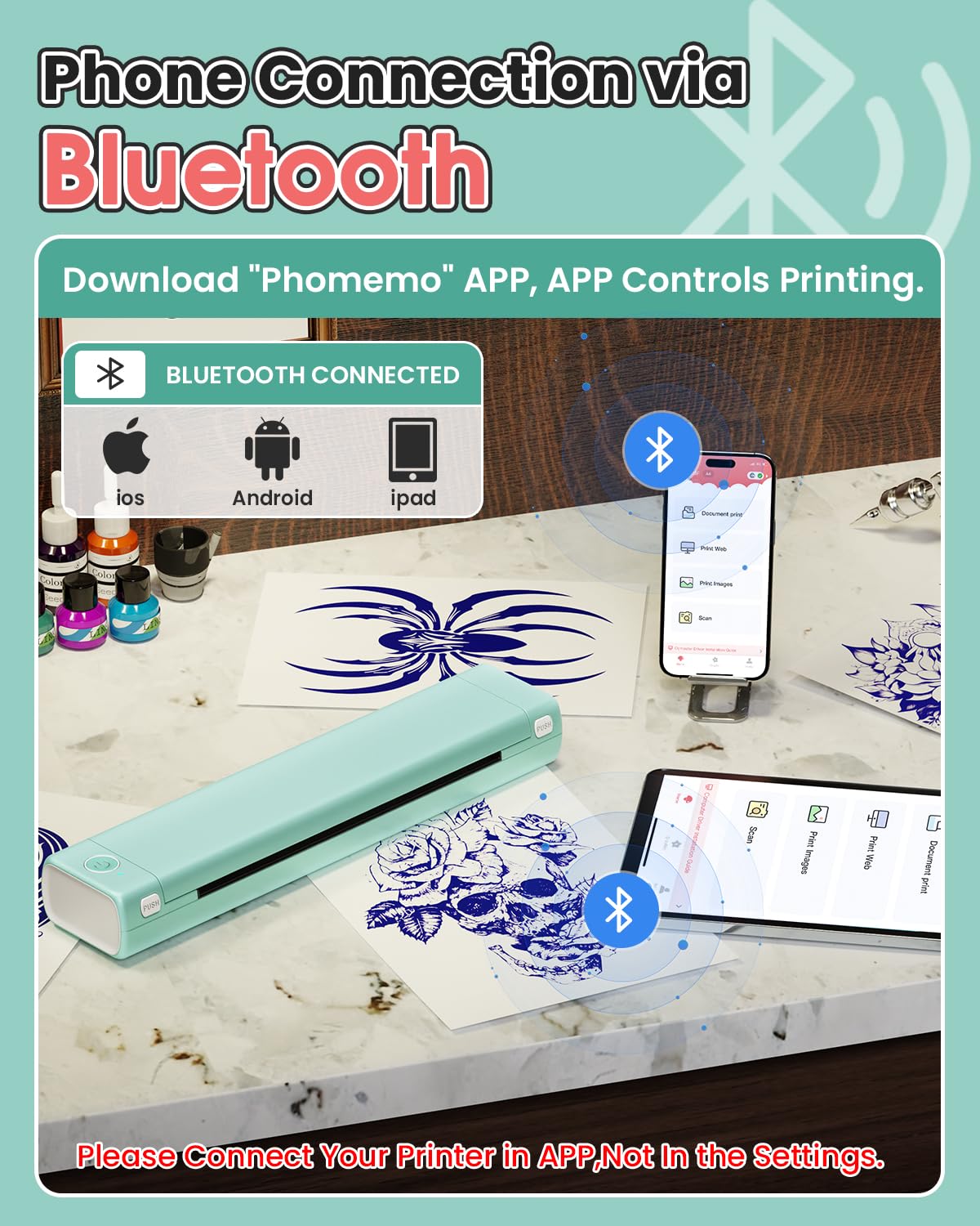 Foto 4 pulgar | Impresora De Plantillas De Transferencia De Tatuajes Phomemo M08f Inalámbrica - Venta Internacional.