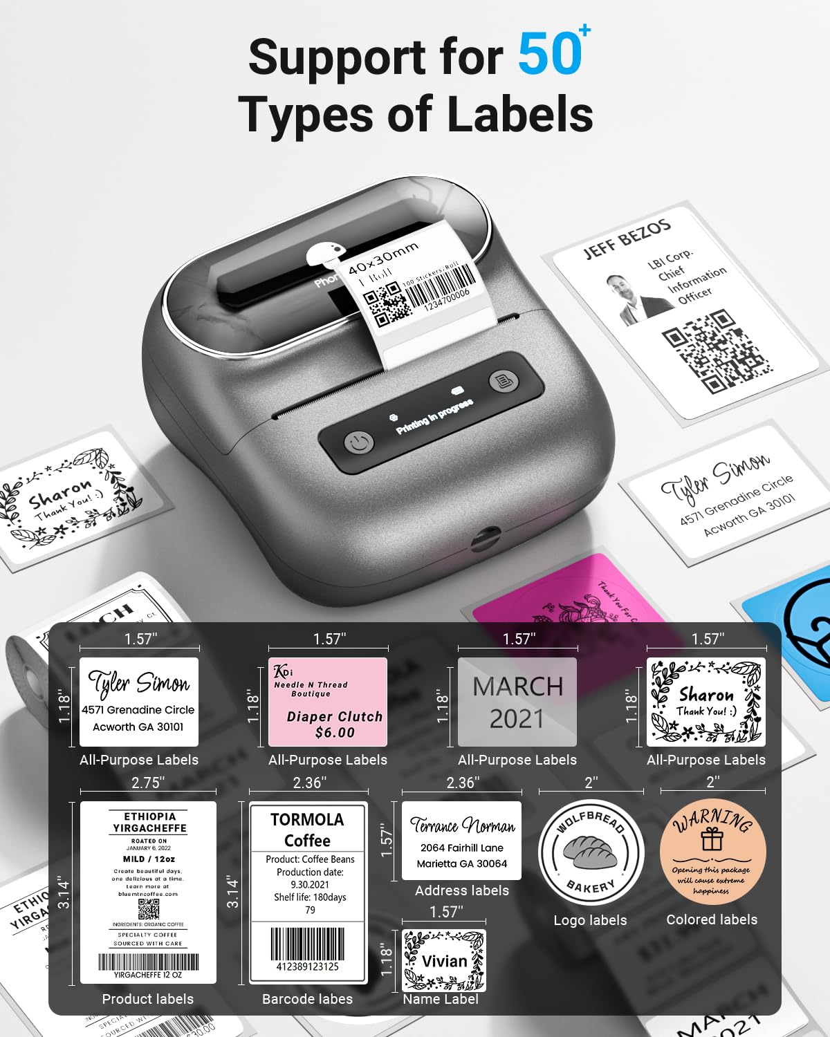 Foto 5 | Impresora De Códigos De Barras Bluetooth Label Maker Phomemo M220, Color Gris - Venta Internacional.