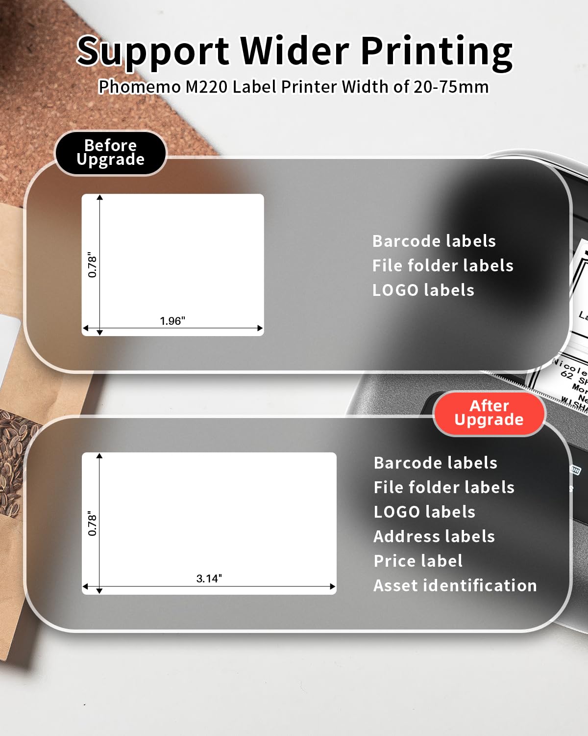 Foto 7 | Impresora De Códigos De Barras Bluetooth Label Maker Phomemo M220, Color Gris - Venta Internacional.