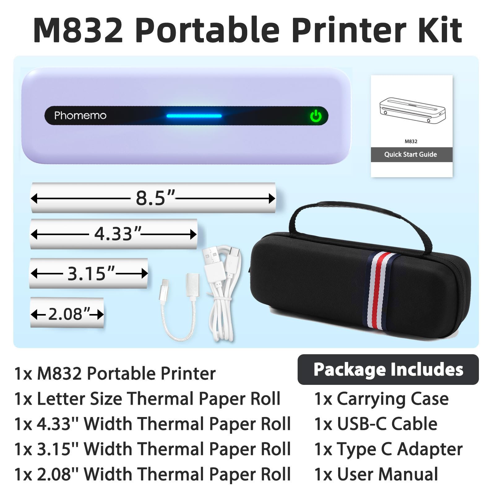 Foto 4 pulgar | Impresora Térmica Portátil Phomemo M832 Bluetooth Purple - Venta Internacional.