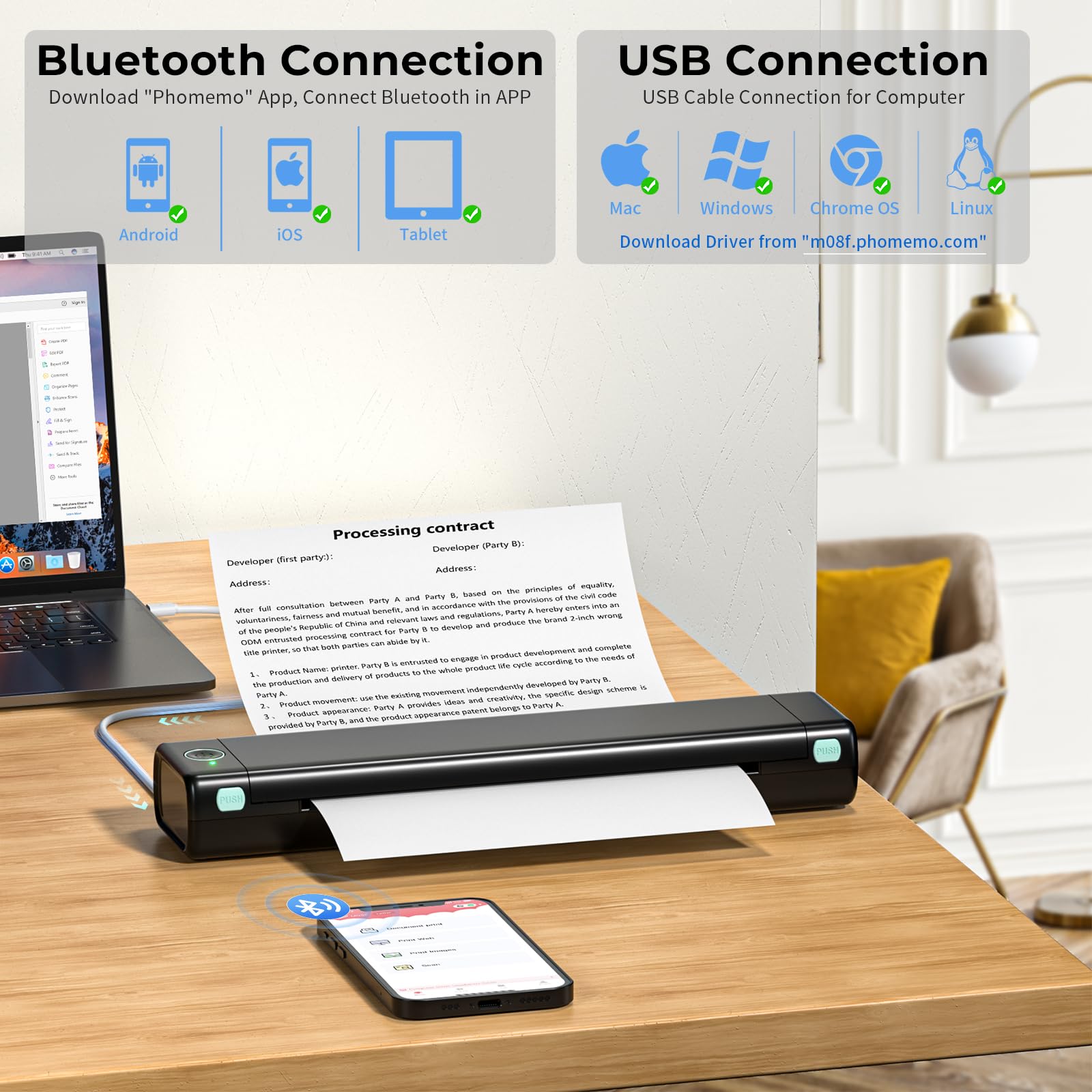 Foto 4 pulgar | Impresora Portátil Phomemo M08f Inalámbrica Bluetooth Térmica - Venta Internacional.