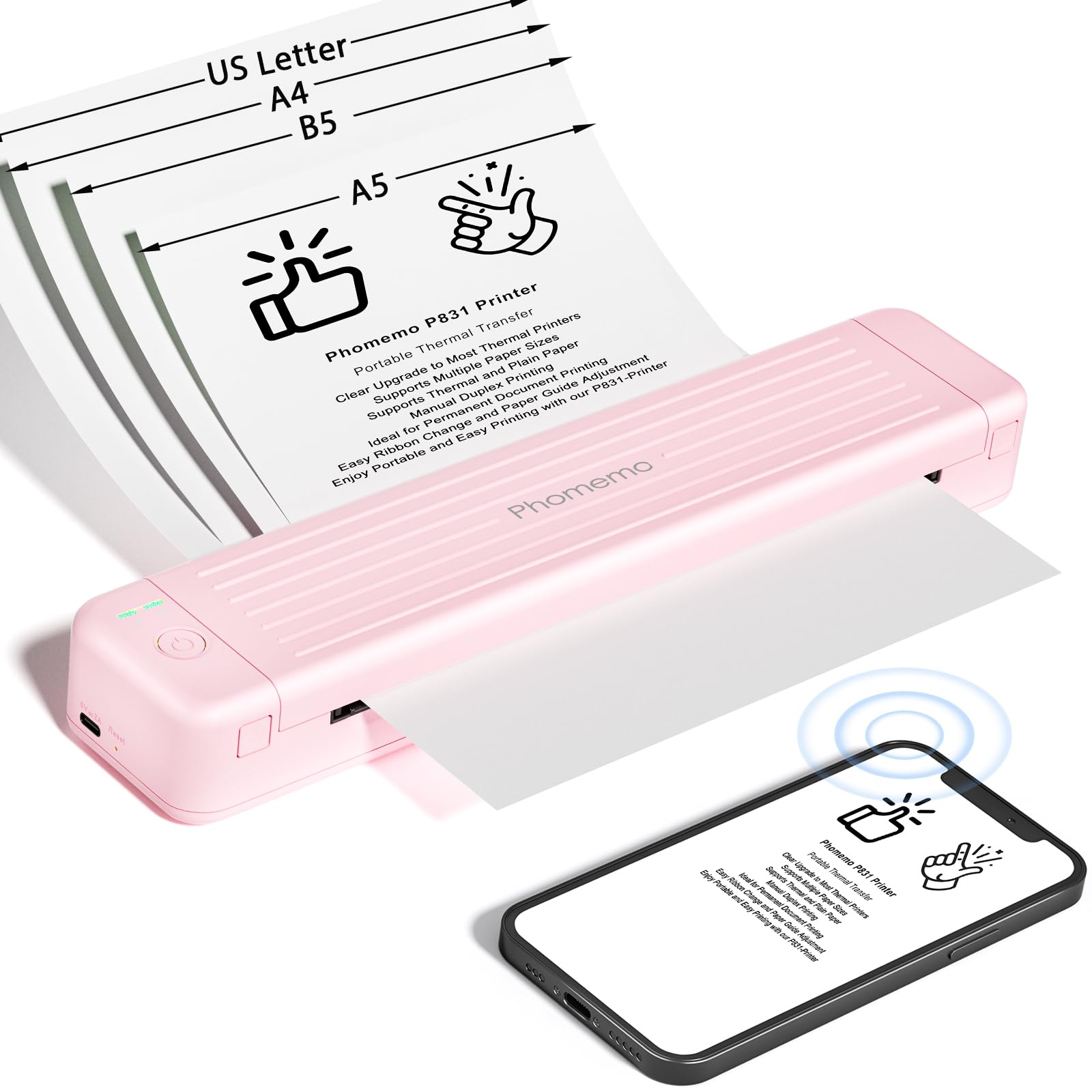 Foto 1 | Impresora Portátil Phomemo P831 Bluetooth Thermal Transfer - Venta Internacional.
