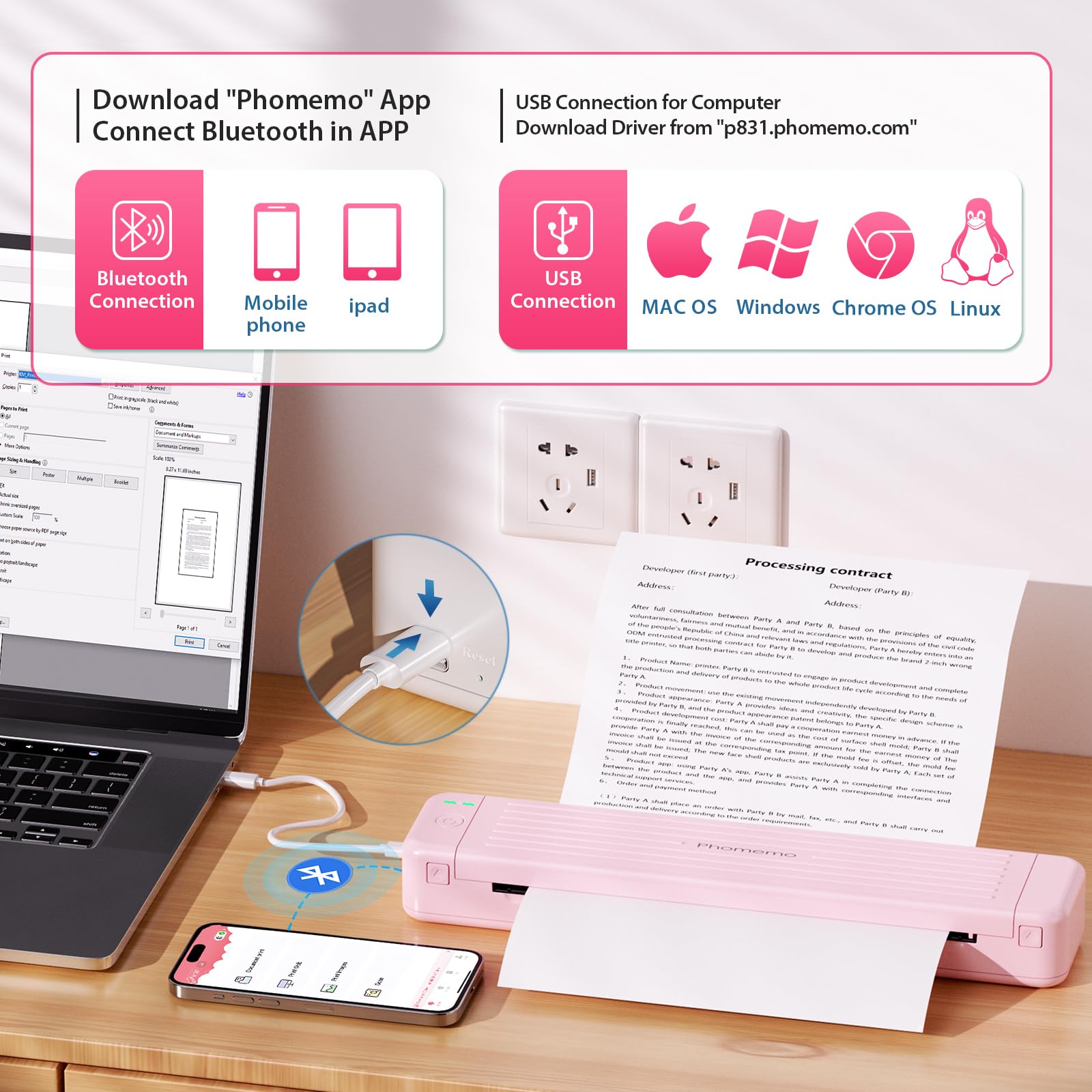Foto 2 | Impresora Portátil Phomemo P831 Bluetooth Thermal Transfer - Venta Internacional.