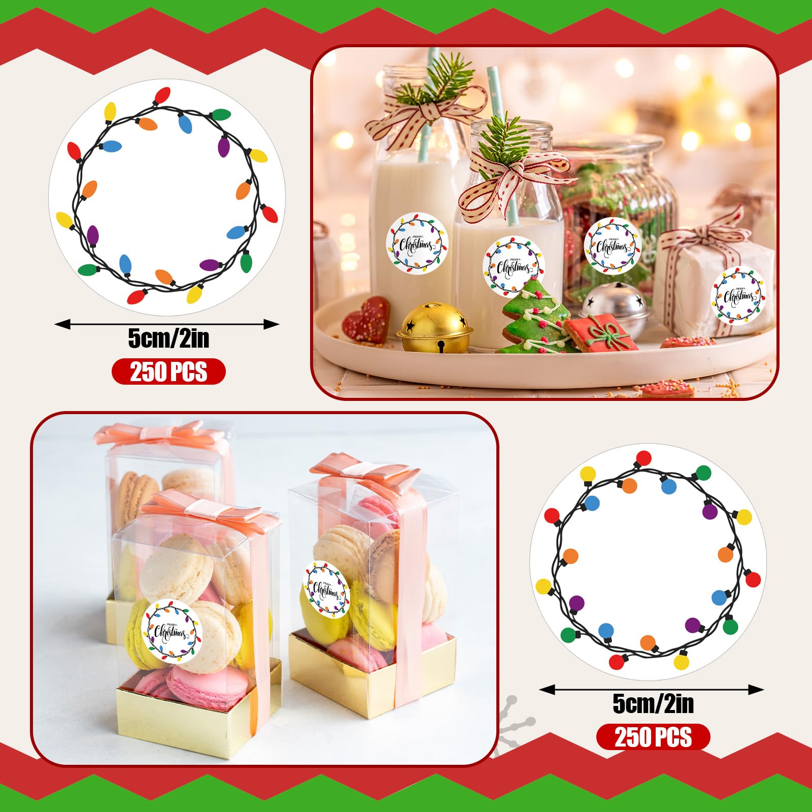 Foto 2 | Etiquetas Térmicas Whaline, Bombillas Navideñas E Invernales, 500 Unidades, 5 Cm - Venta Internacional.