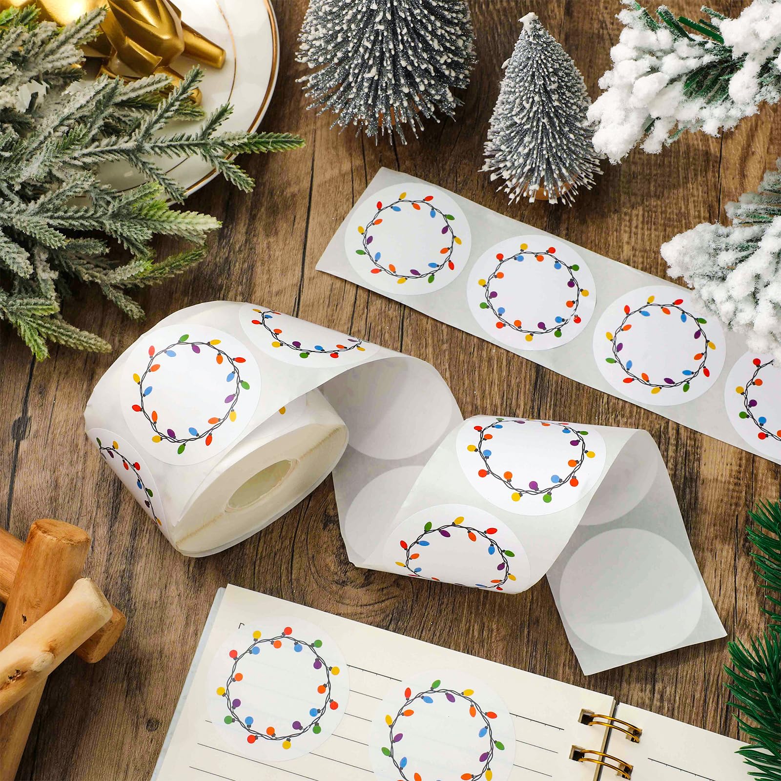 Foto 3 | Etiquetas Térmicas Whaline, Bombillas Navideñas E Invernales, 500 Unidades, 5 Cm - Venta Internacional.