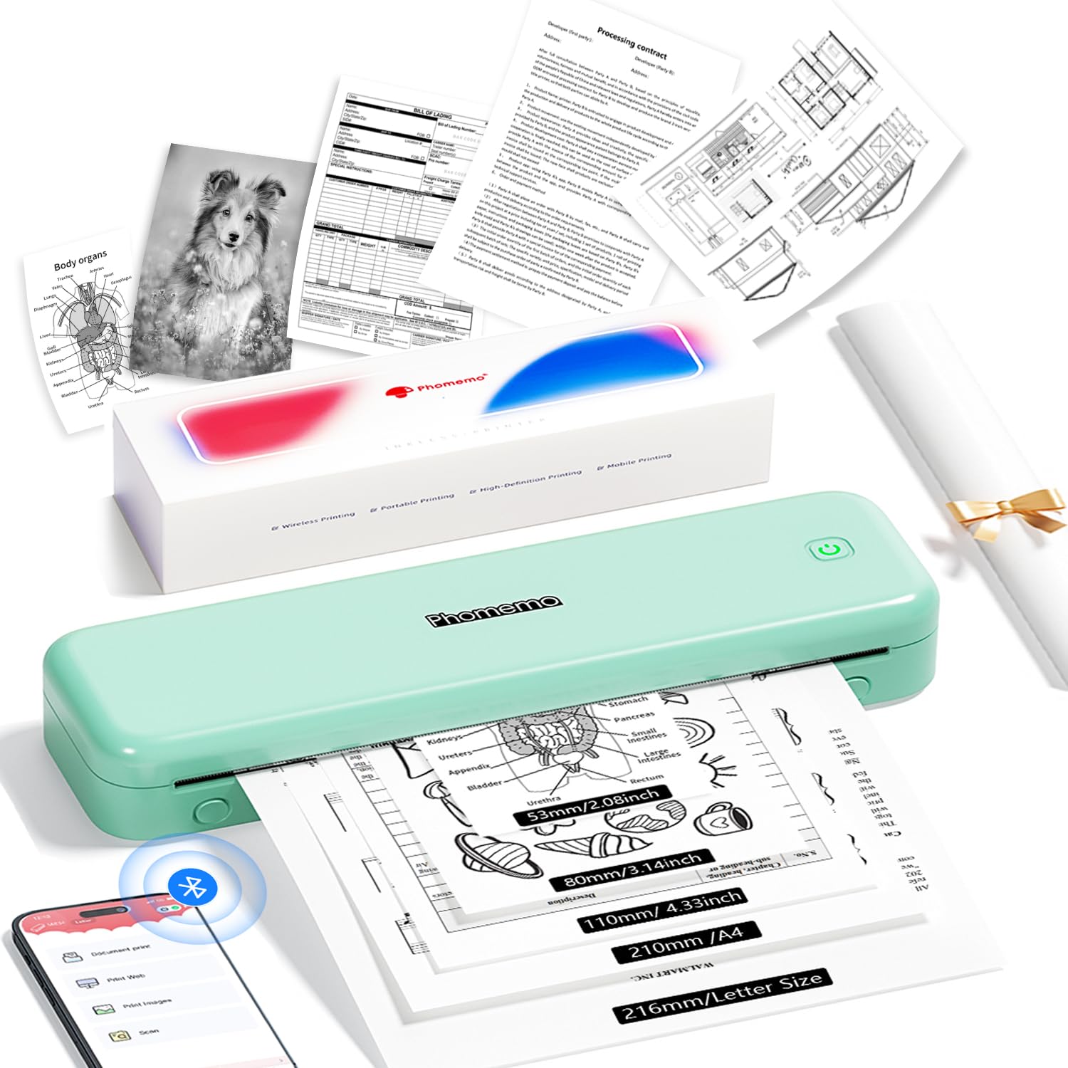 Impresora Portátil Phomemo M834 Mejorada Inalámbrica Verde - Venta Internacional.
