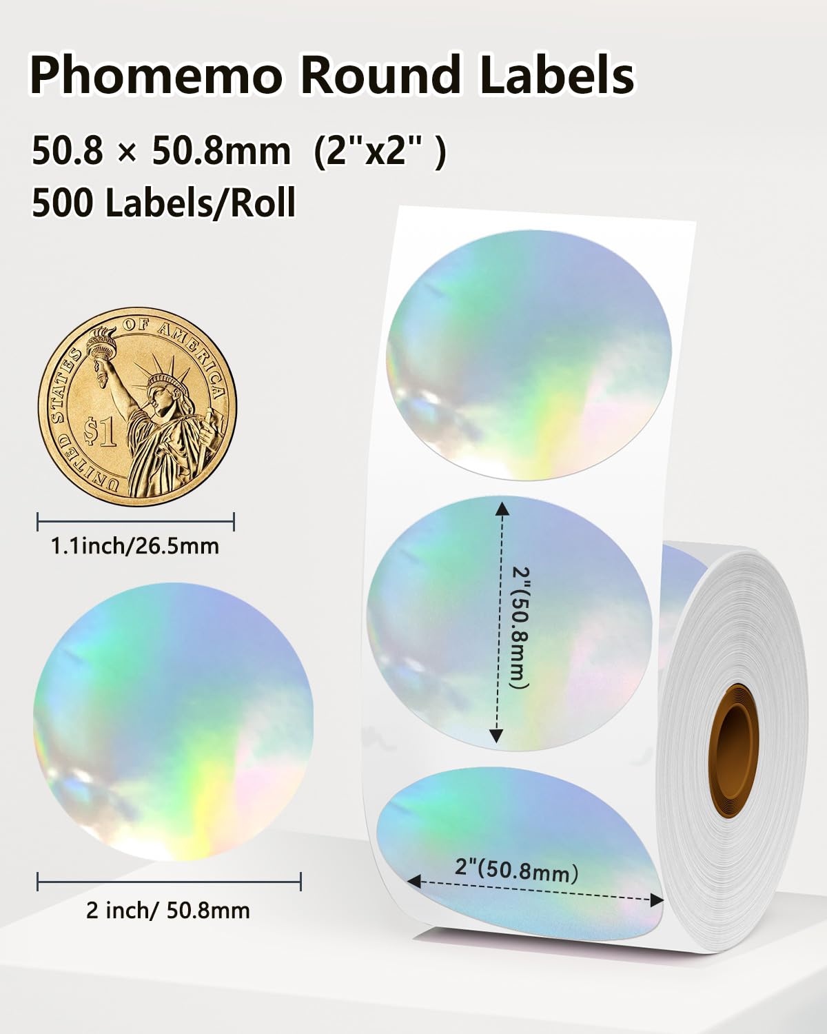 Foto 2 | Etiquetas Térmicas Phomemo Circle 400 De 5 Cm Para Diseño De Logotipos - Venta Internacional.