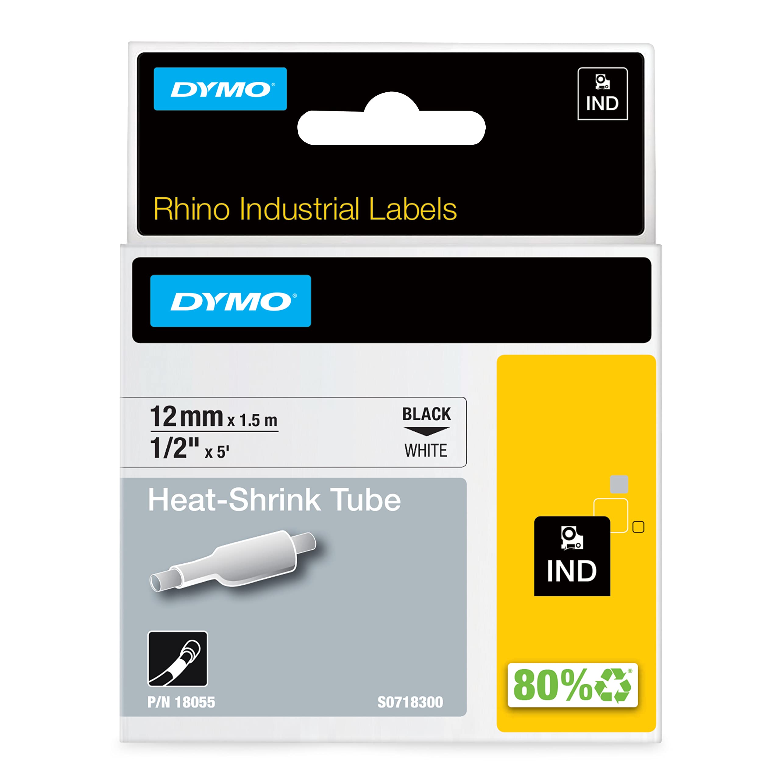 Foto 2 pulgar | Etiquetas Termorretráctiles Dymo Rhino 1/2 Tubo Negro Sobre Blanco - Venta Internacional.