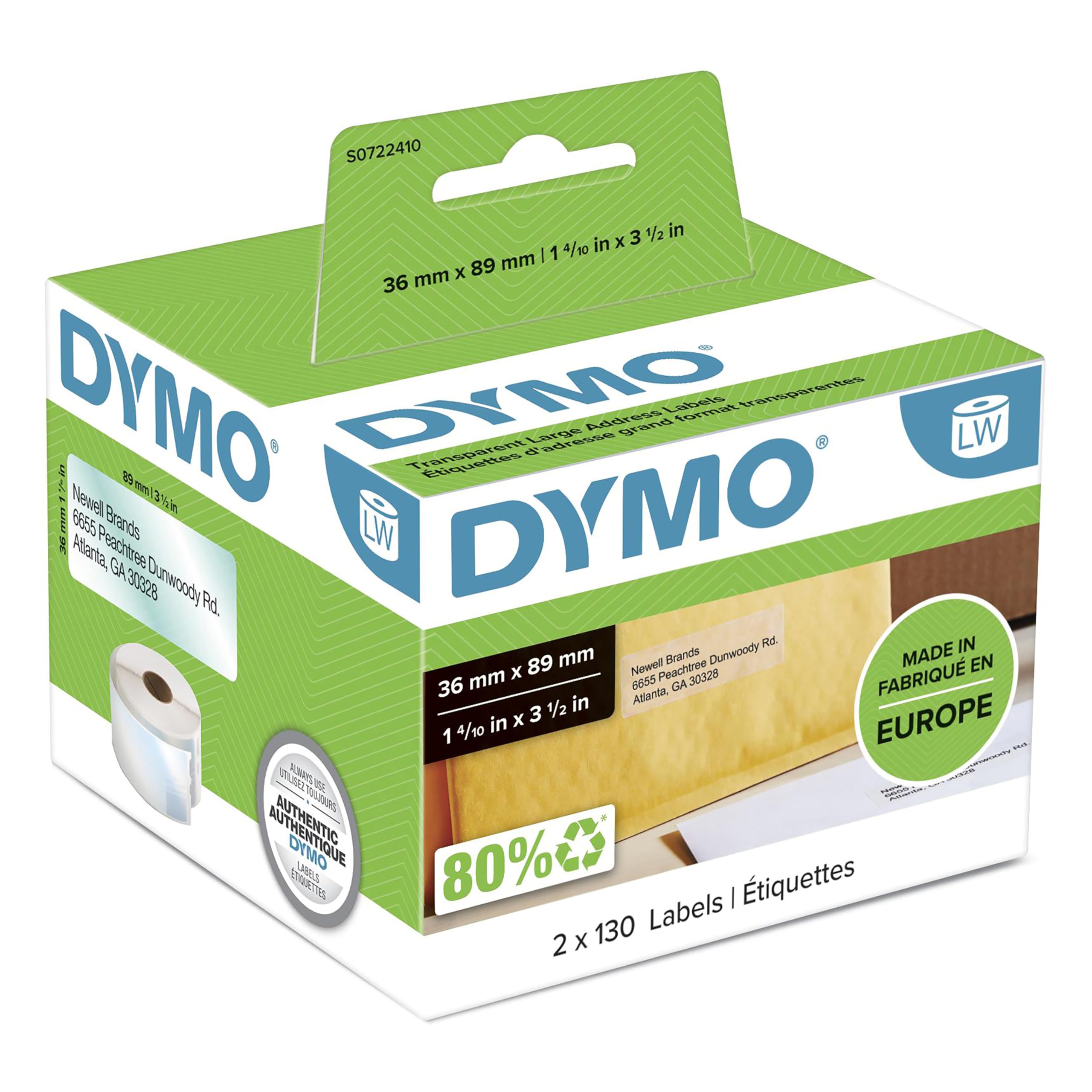Foto 1 | Etiquetas De Dirección Grandes Labelwriter Dymo, 36 Mm X 89 Mm, 2 Rollos - Venta Internacional.