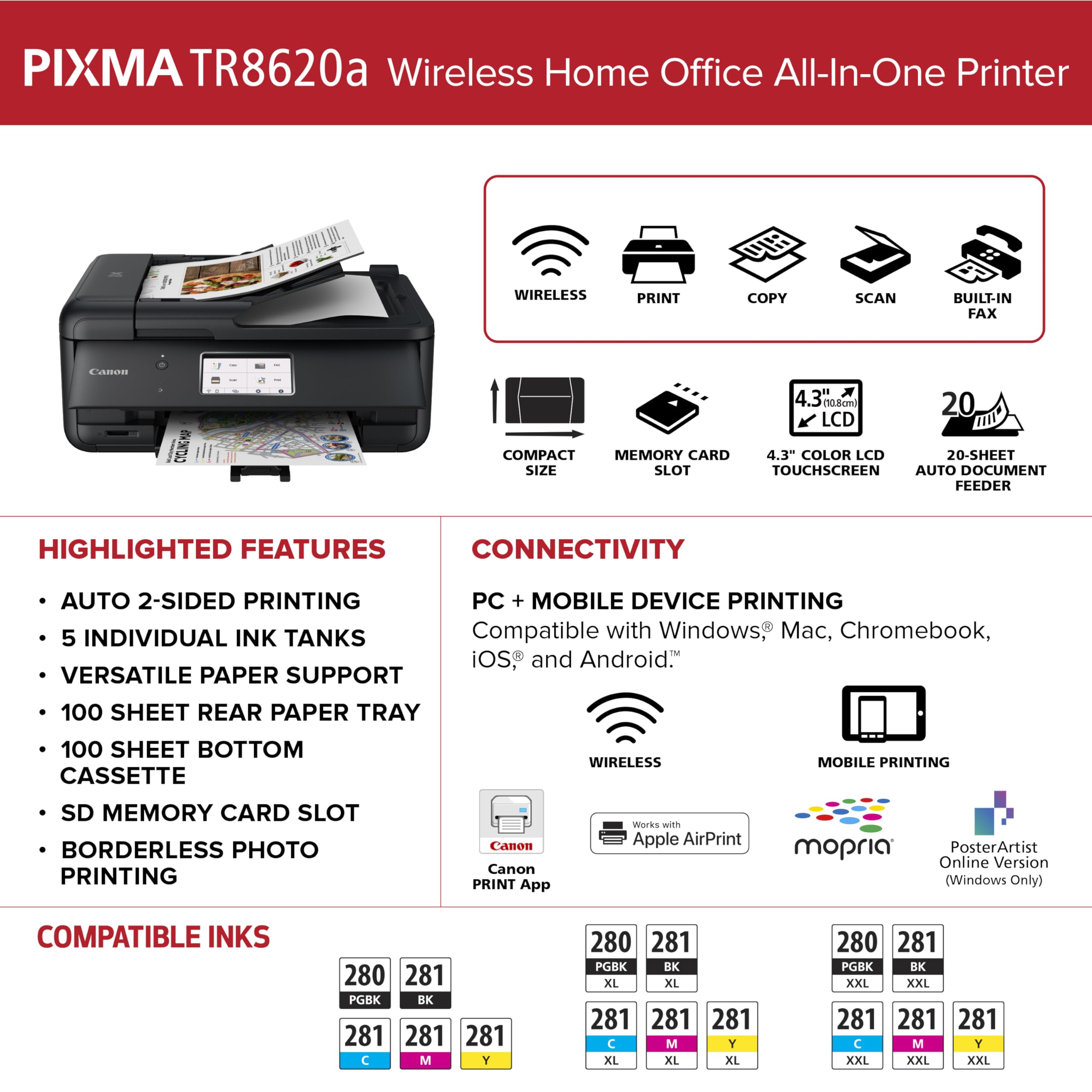 Foto 4 pulgar | Impresora Canon Pixma Tr8620a Todo-en-uno Para Oficina Doméstica  Negra - Venta Internacional.