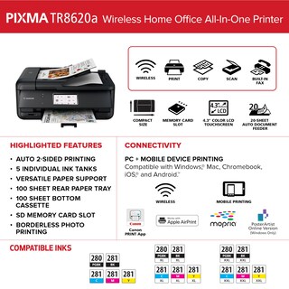 Foto 3 | Impresora Canon Pixma Tr8620a Todo-en-uno Para Oficina Doméstica Negra - Venta Internacional.