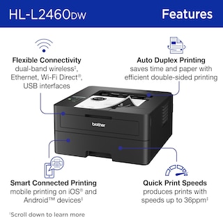 Foto 2 | Impresora Brother Hl-l2460dw Inalámbrica Compacta Monocromática - Venta Internacional