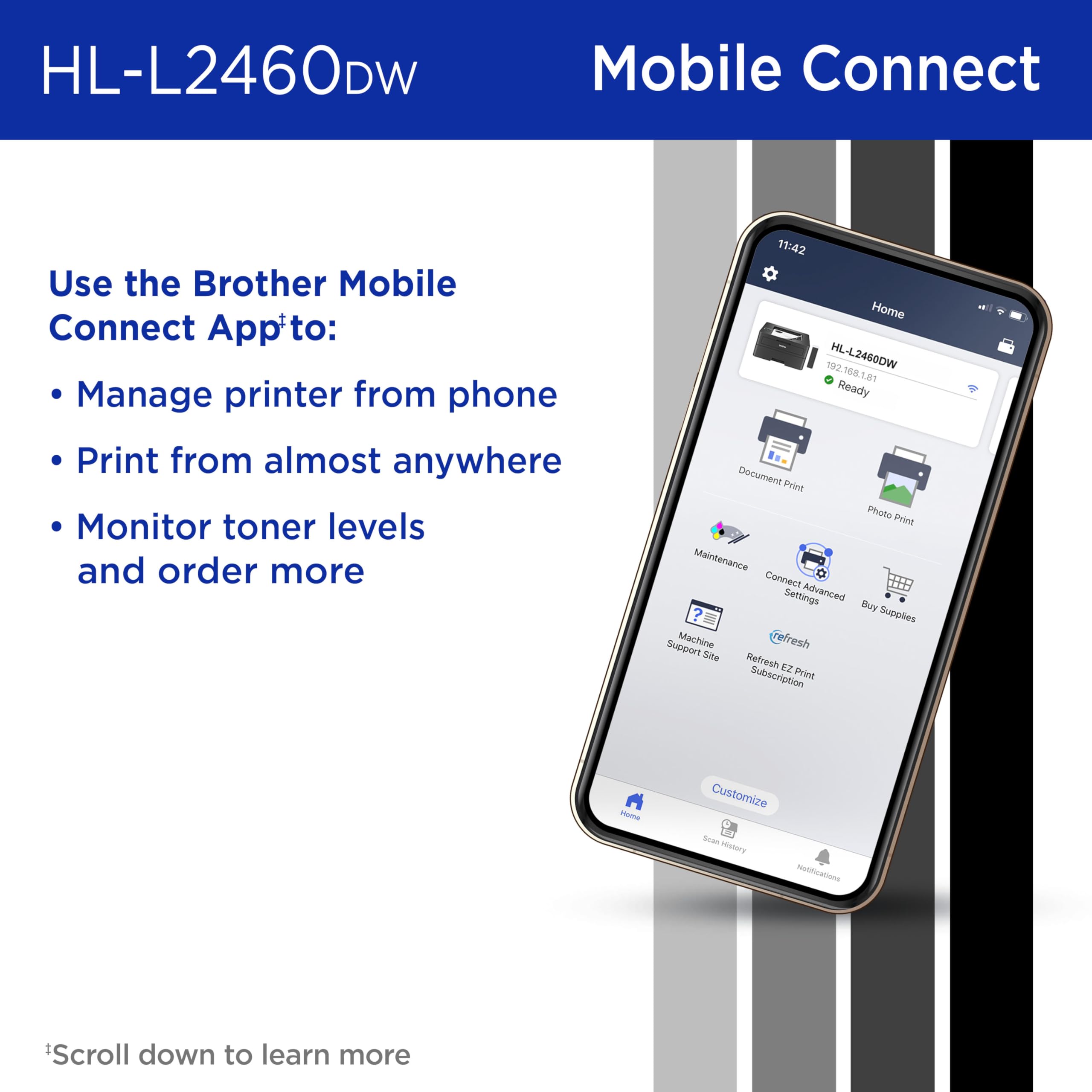 Foto 5 pulgar | Impresora Brother Hl-l2460dw Inalámbrica Compacta Monocromática - Venta Internacional