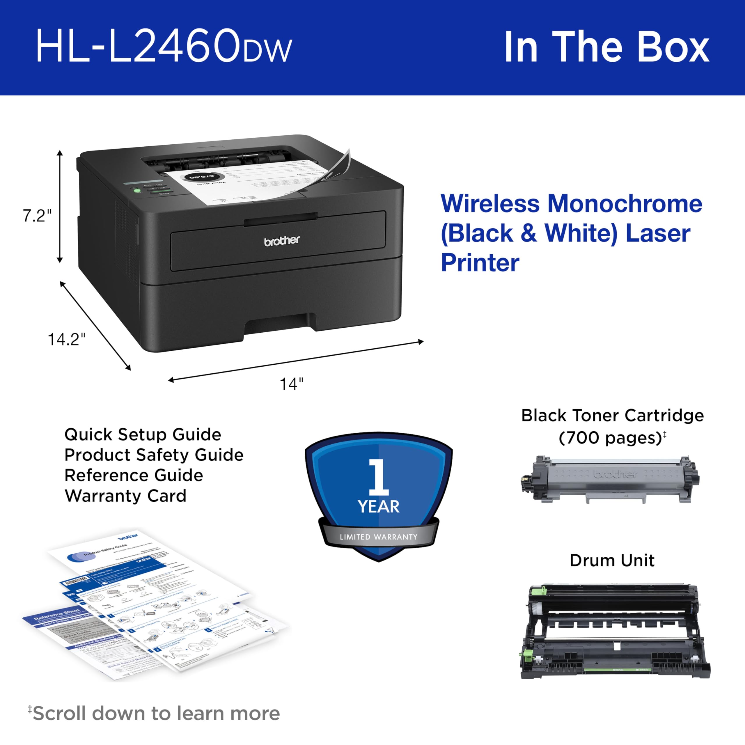 Foto 6 | Impresora Brother Hl-l2460dw Inalámbrica Compacta Monocromática - Venta Internacional