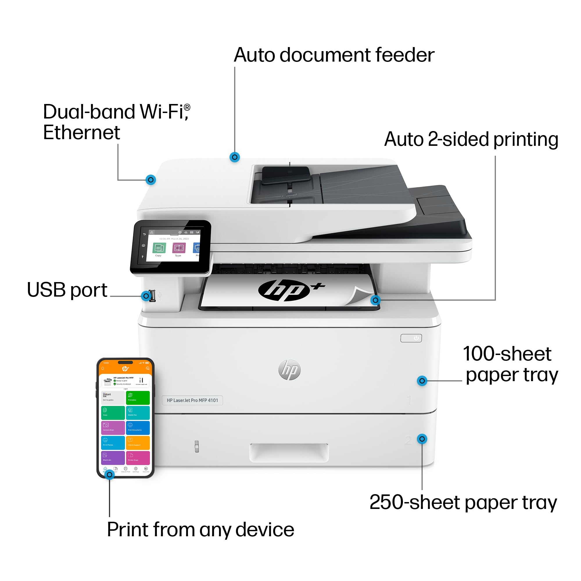 Foto 4 pulgar | Impresora Hp Laserjet Pro Mfp 4101fdwe Inalámbrica En Blanco Y Negro Con Fax - Venta Internacional.