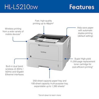Foto 2 | Impresora Láser Brother Hl-l5210dw Monocromática Con Dúplex - Venta Internacional.